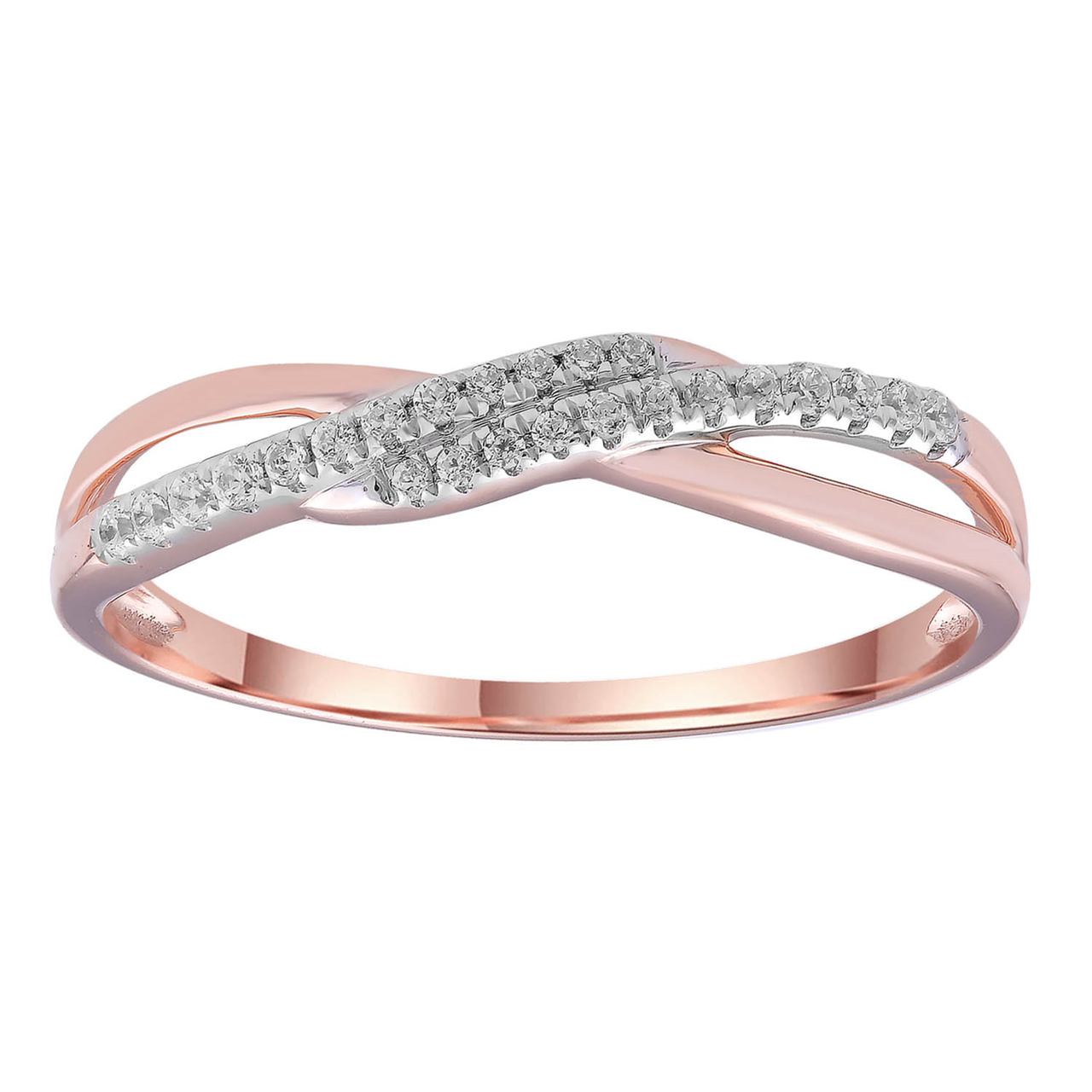 9ct Rose Gold Natural Diamond Twist Ring