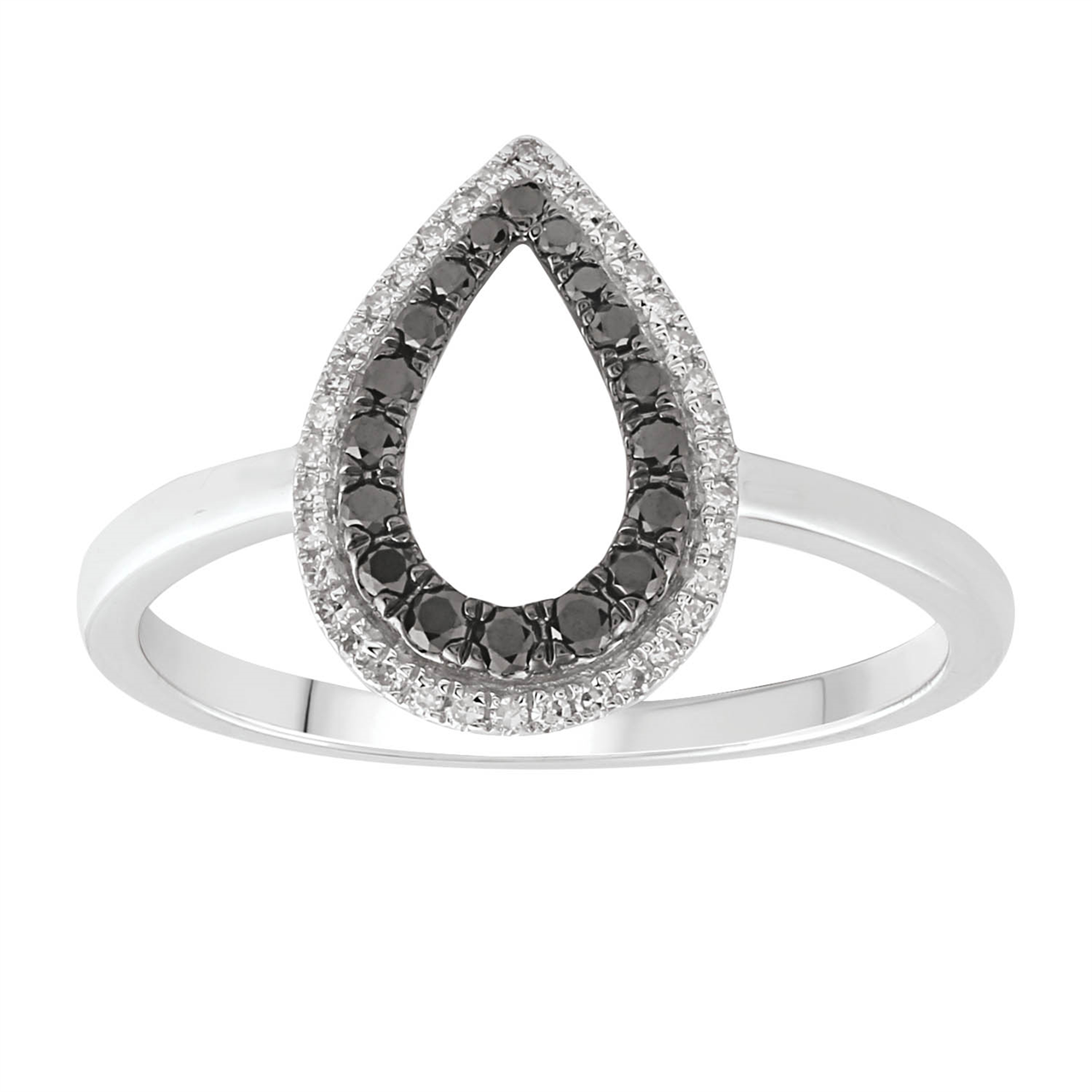 9ct White Gold Teardrop Multi Diamond Dress Ring