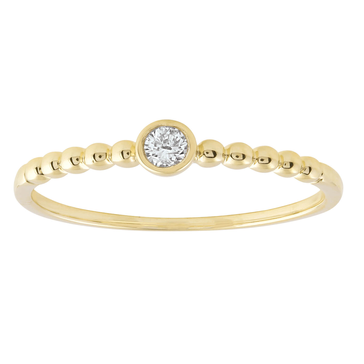 9ct Yellow Gold Natural Diamond Beaded Dress Ring