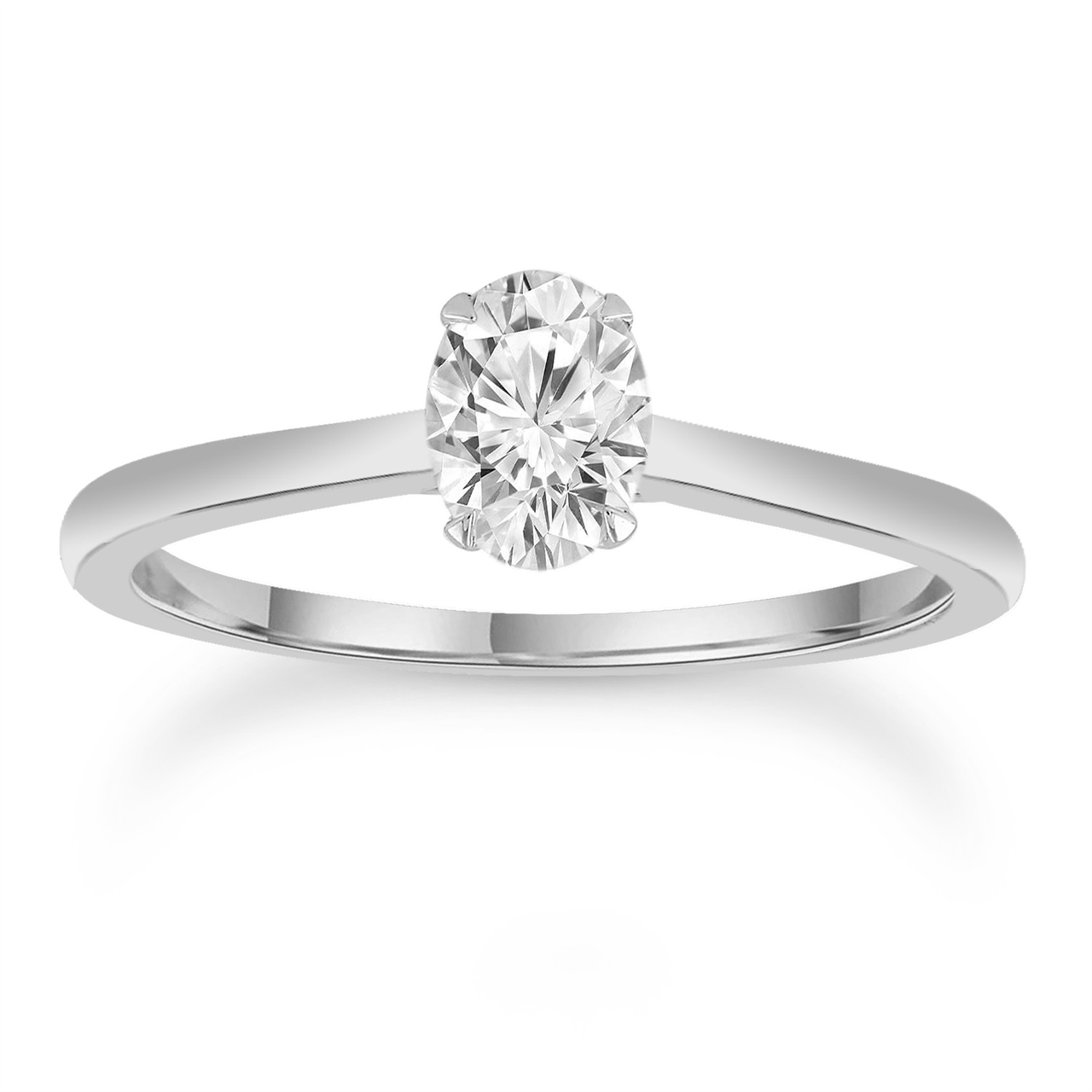 9ct White Gold Oval Natural Diamond Engagement Ring