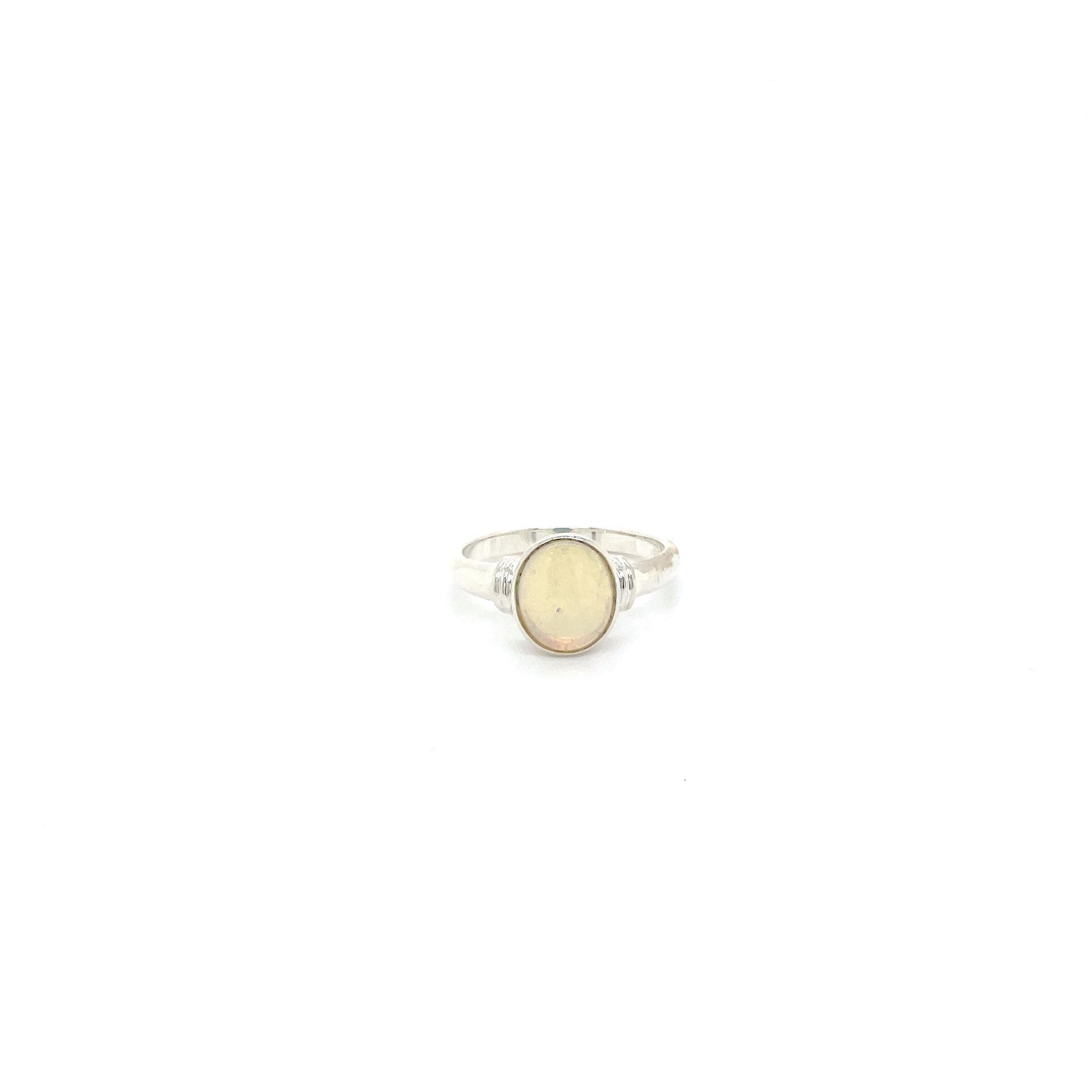 Sterling Silver White Australian Opal Dress Ring