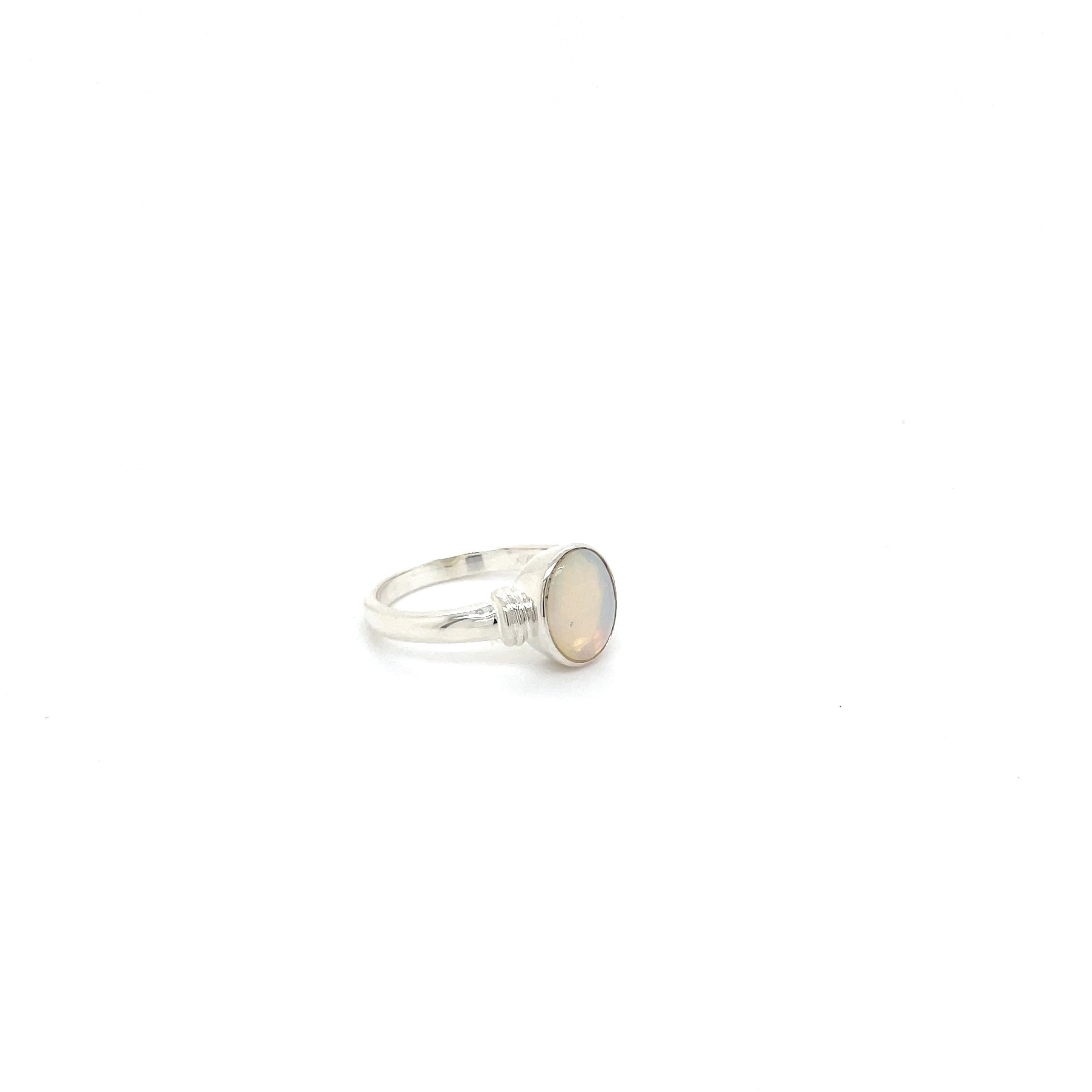 Sterling Silver White Australian Opal Dress Ring
