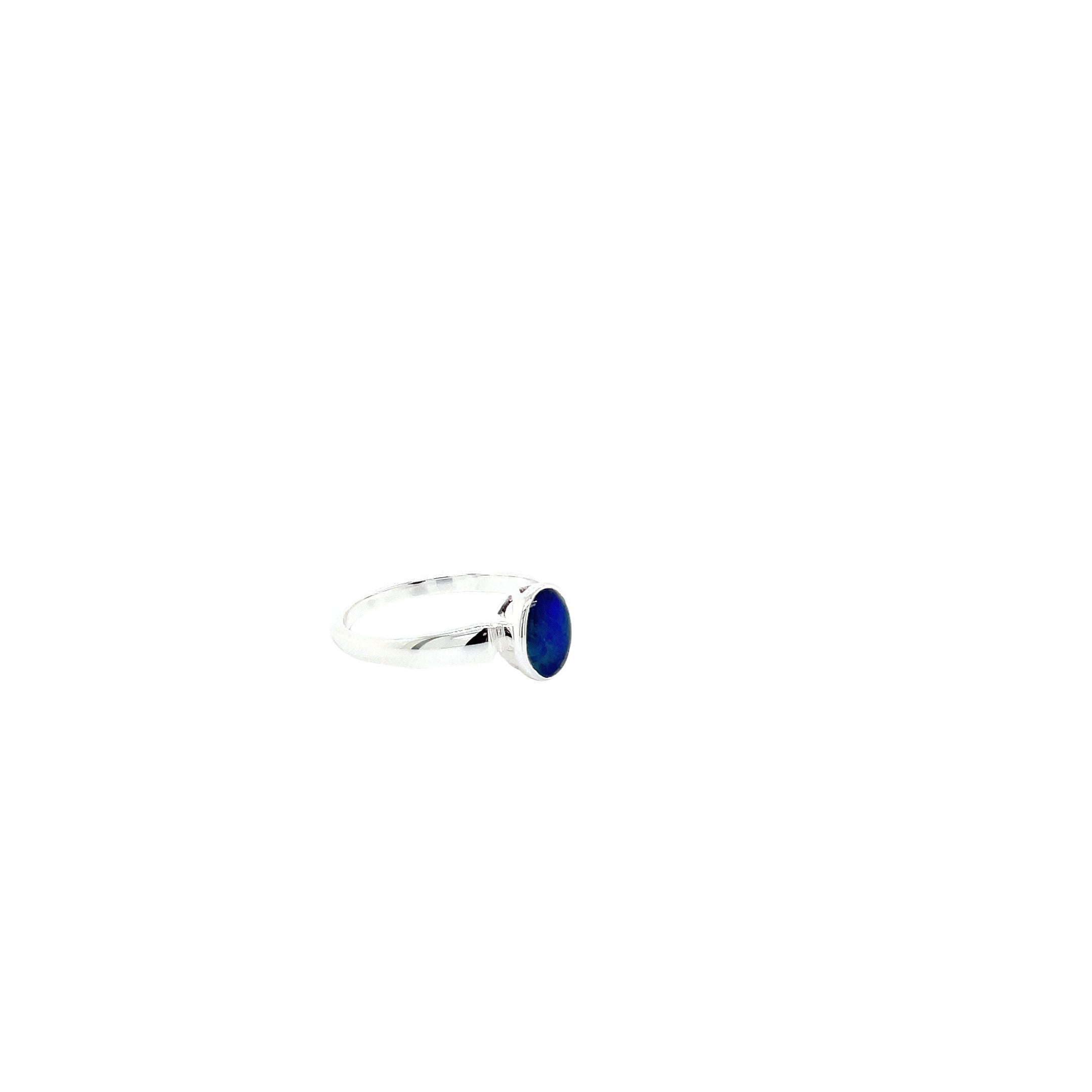 Sterling Silver Blue Australian Opal Dress Ring