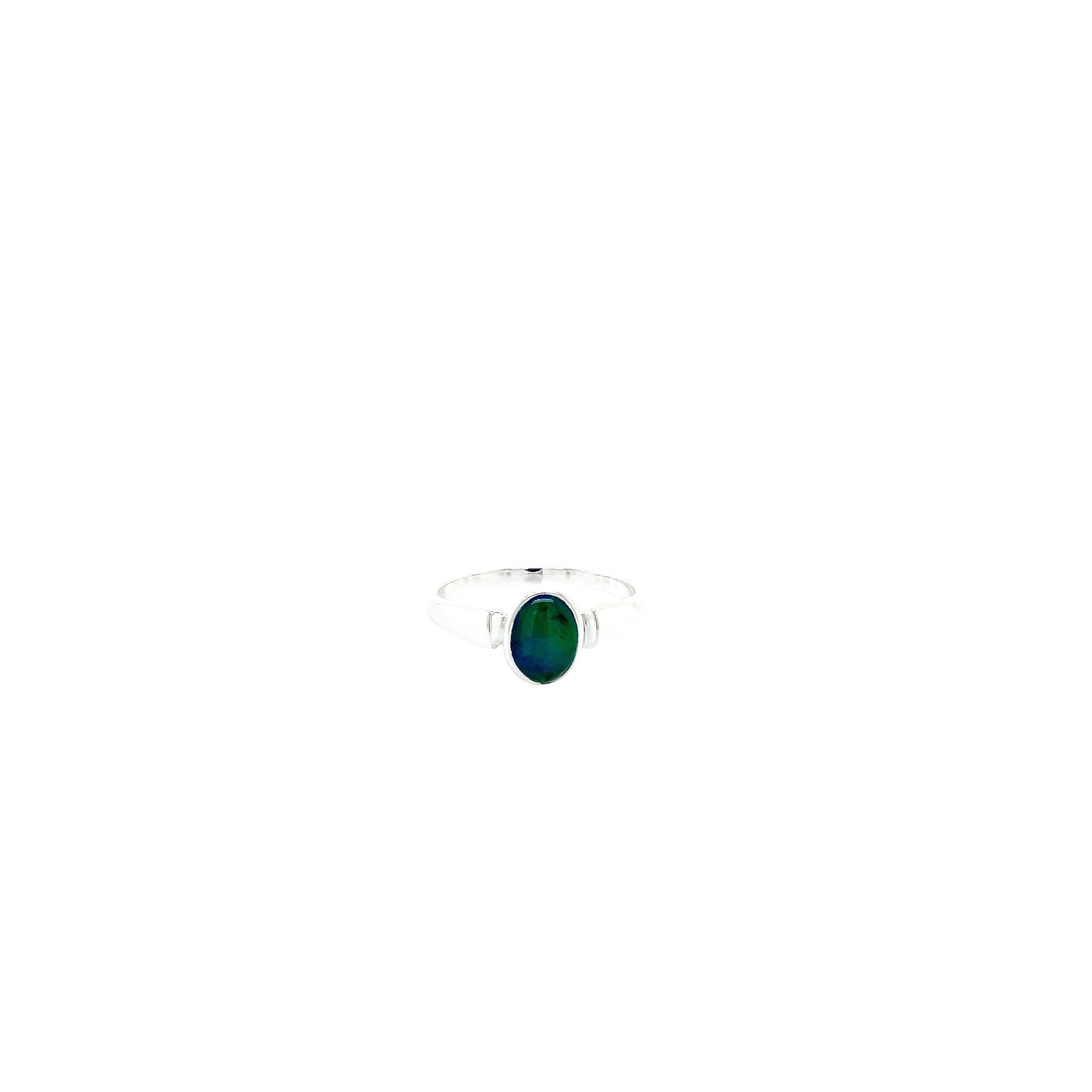 Sterling Silver Blue Australian Opal Dress Ring