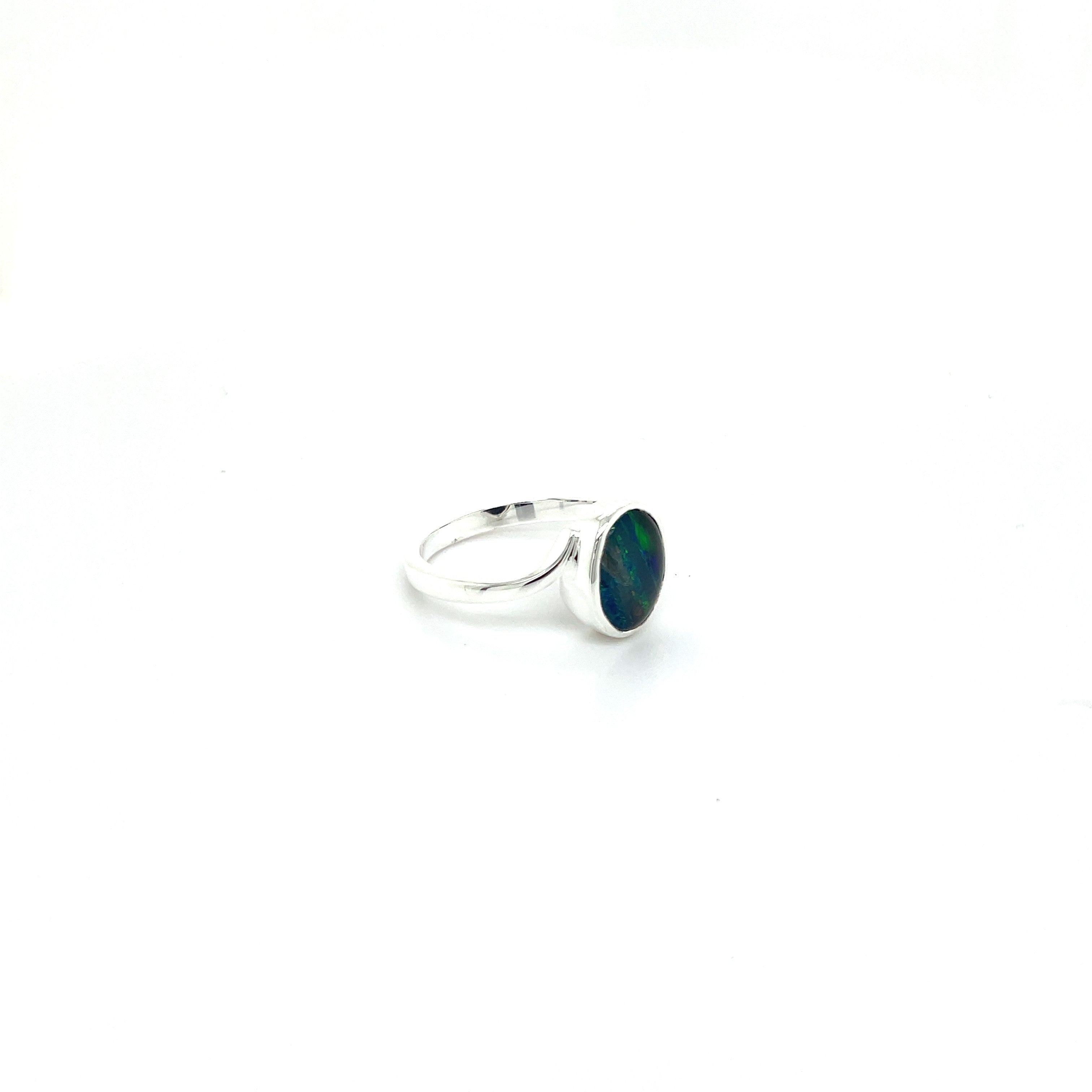 Sterling Silver Australian Blue Opal Swirl Arm Dress Ring