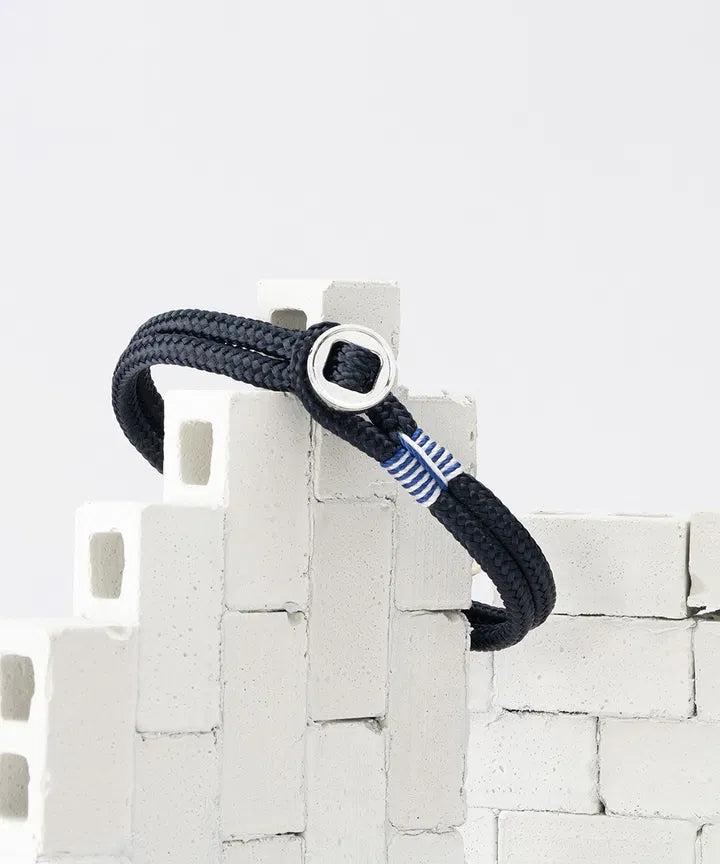 Pig & Hen Don Dino Navy and Silver Rope Bracelet