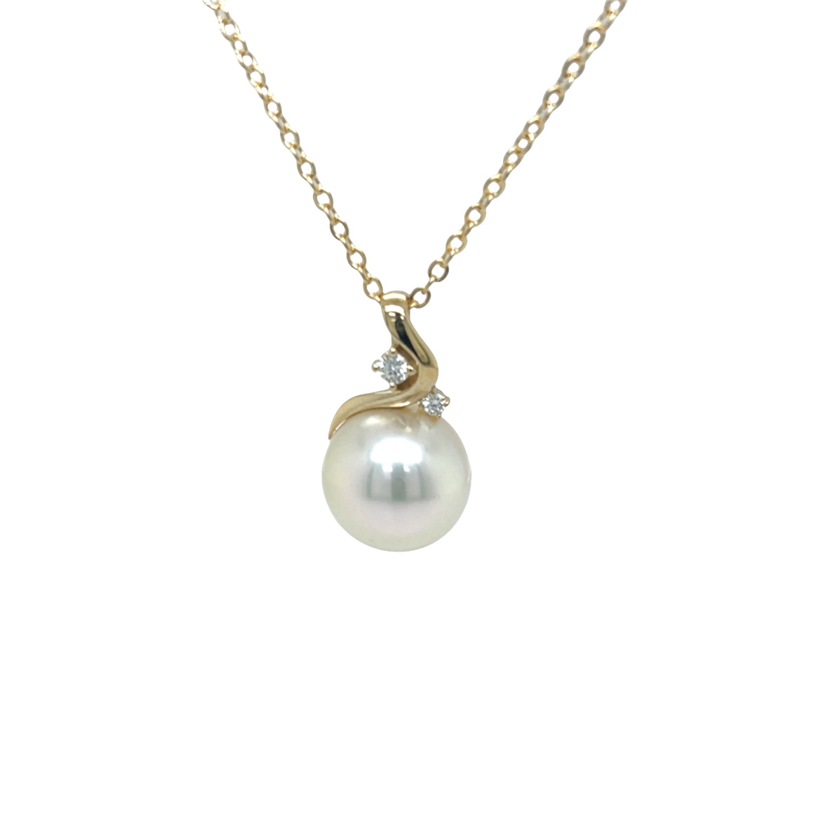Yellow Gold Pearl and Diamond Pendant