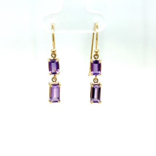 Yellow Gold Amethyst Earrings