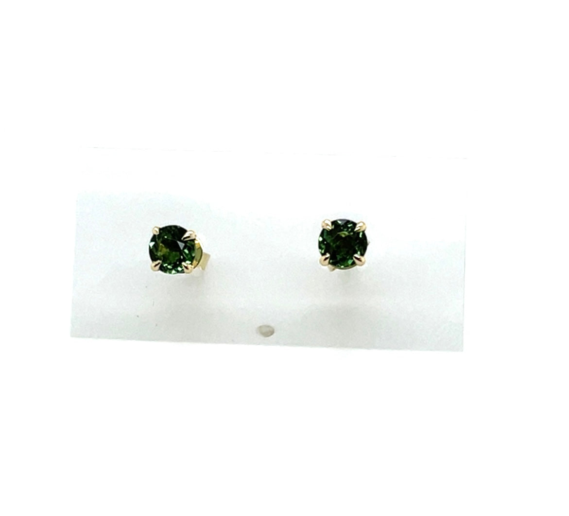 Green Tourmaline Stud Earrings