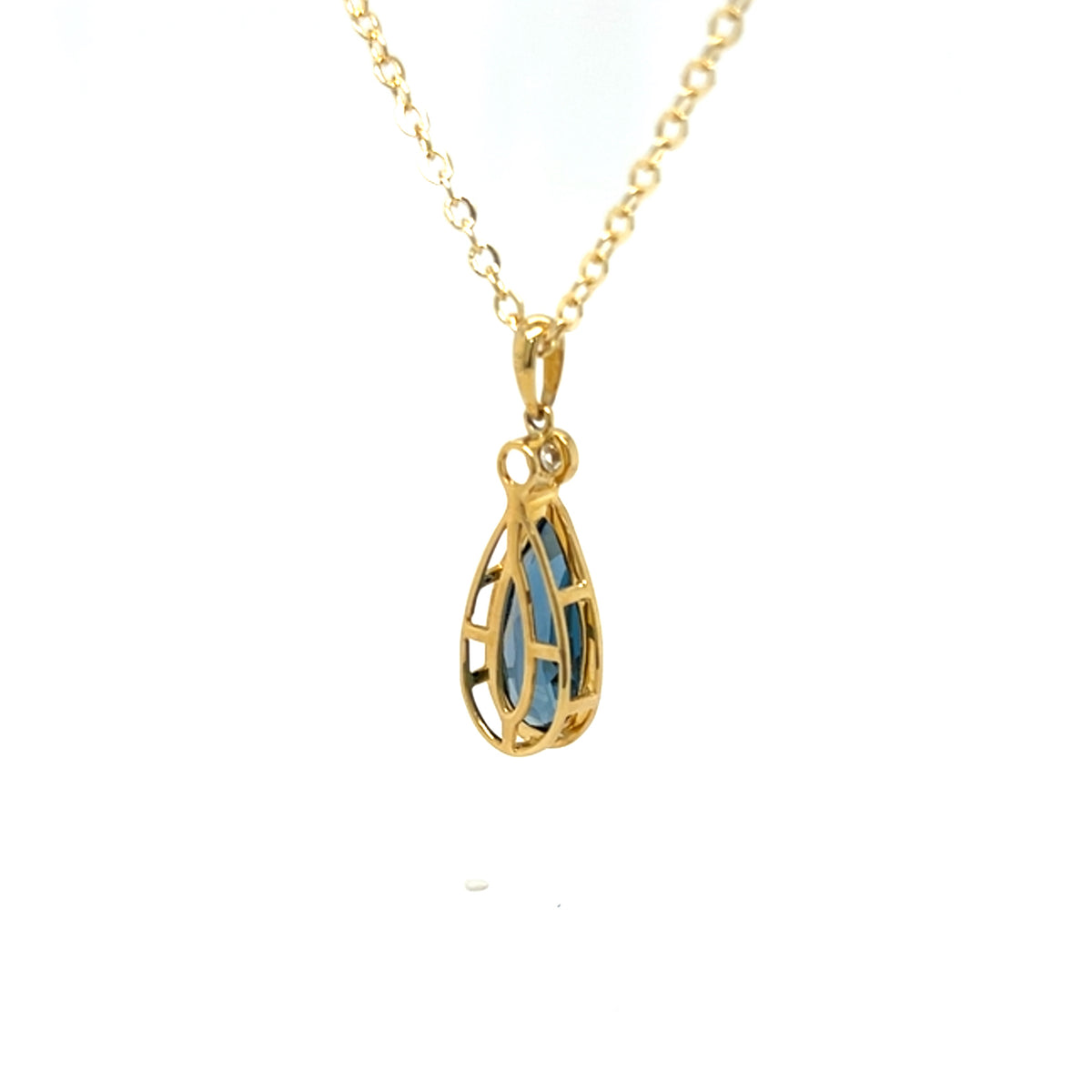 Yellow Gold Topaz and Diamond Pendant