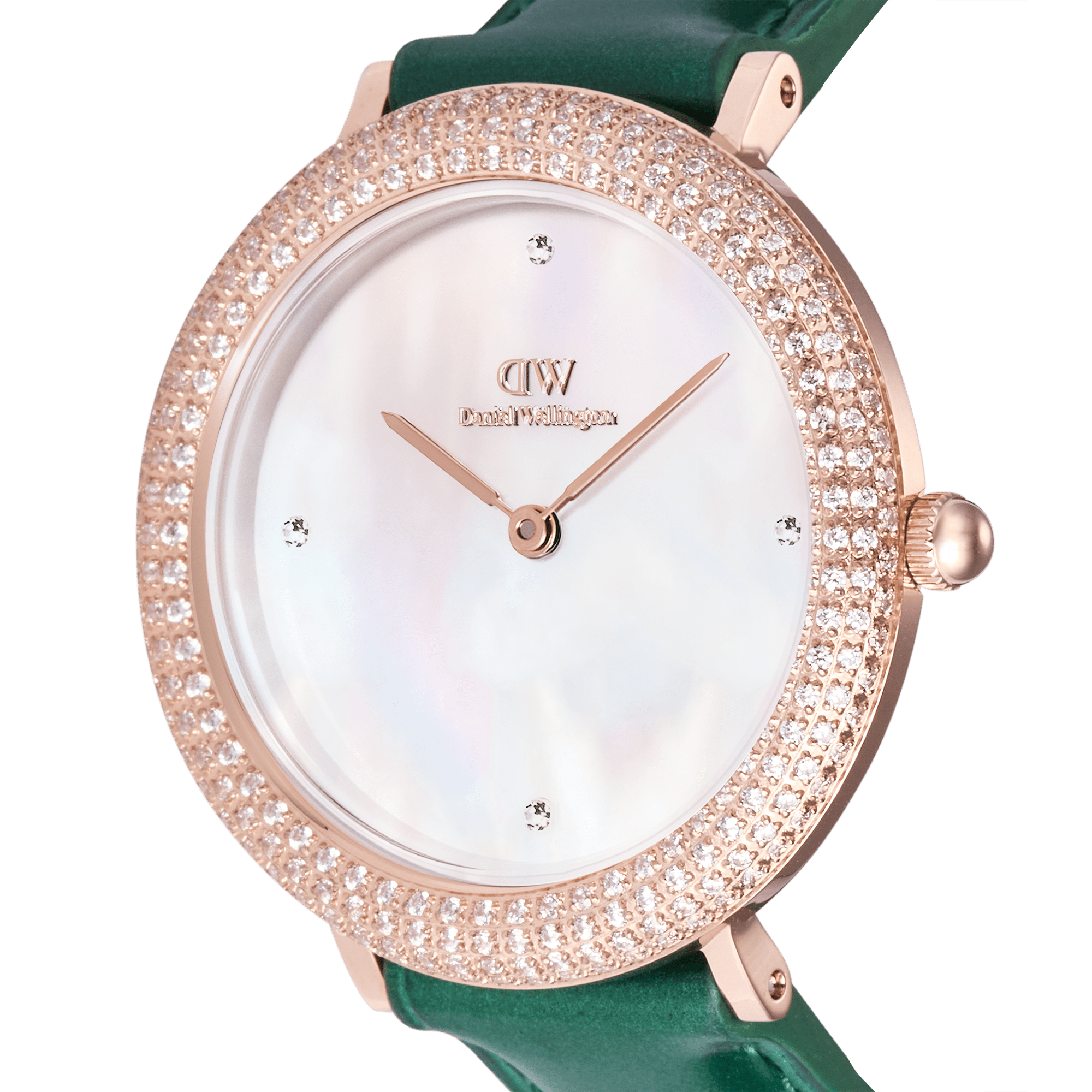 Daniel Wellington Crystalline Bezel Green Croc Rose Gold Watch