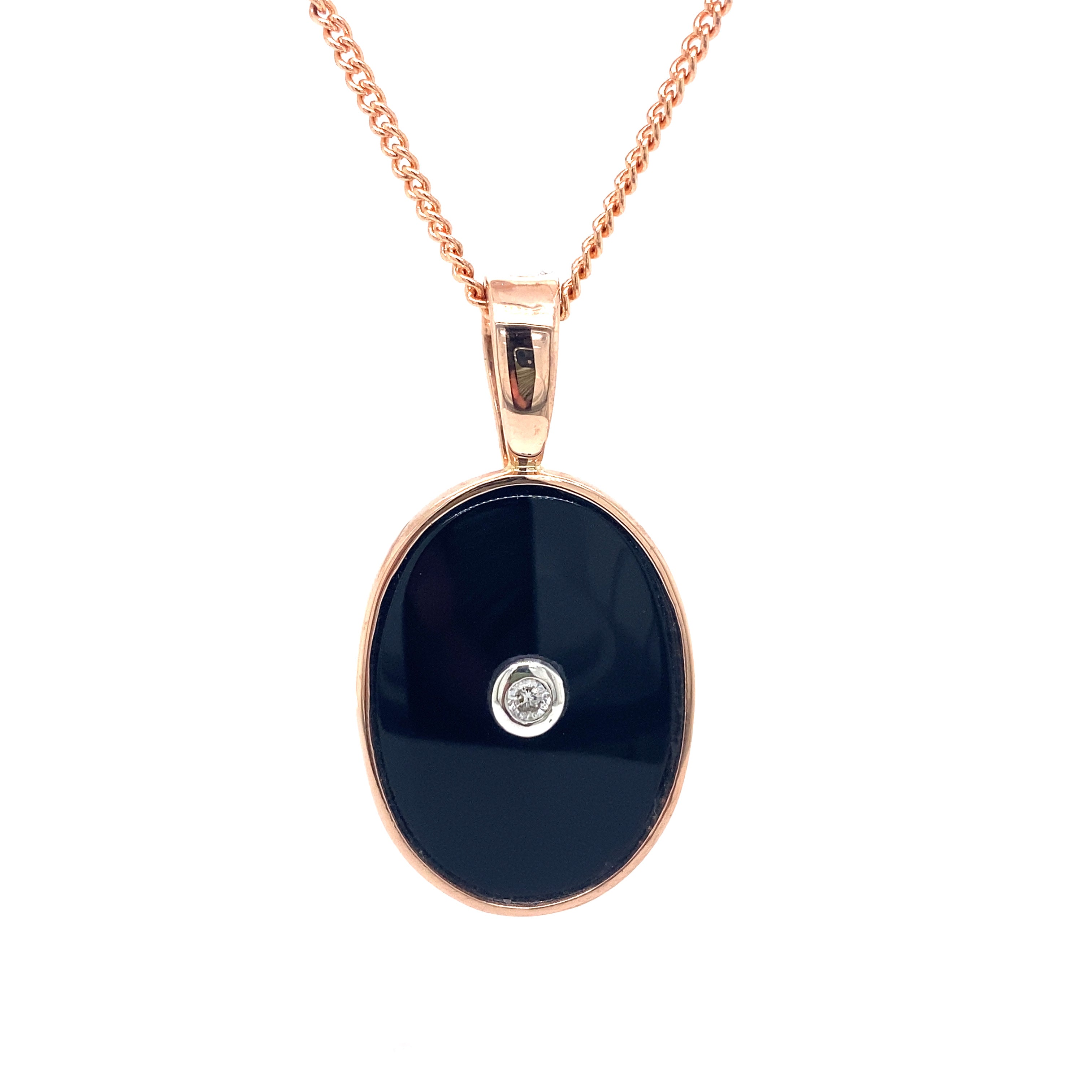 9ct Rose Gold Onyx and Diamond Enhancer