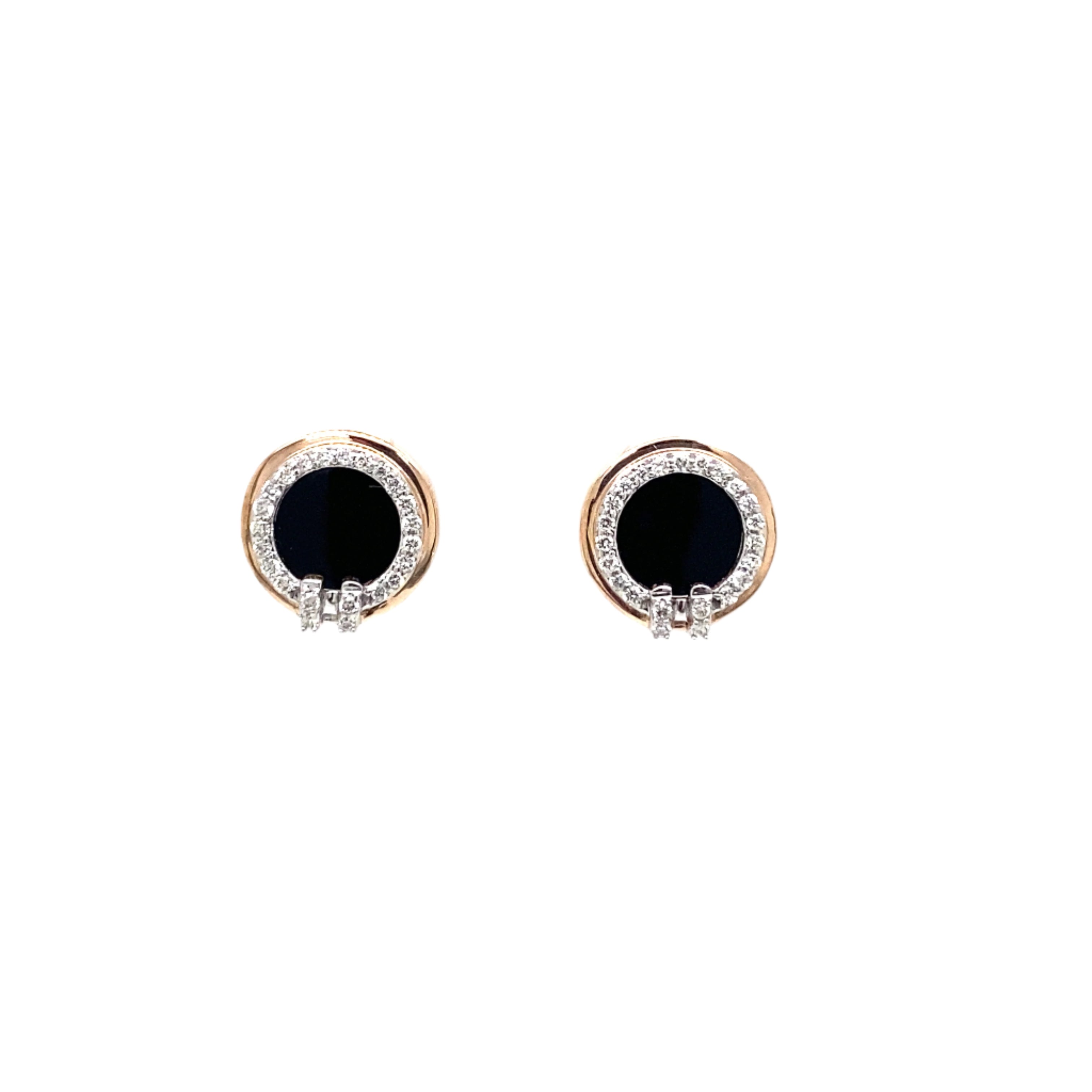 9ct Rose Gold Onyx and Diamond Studs