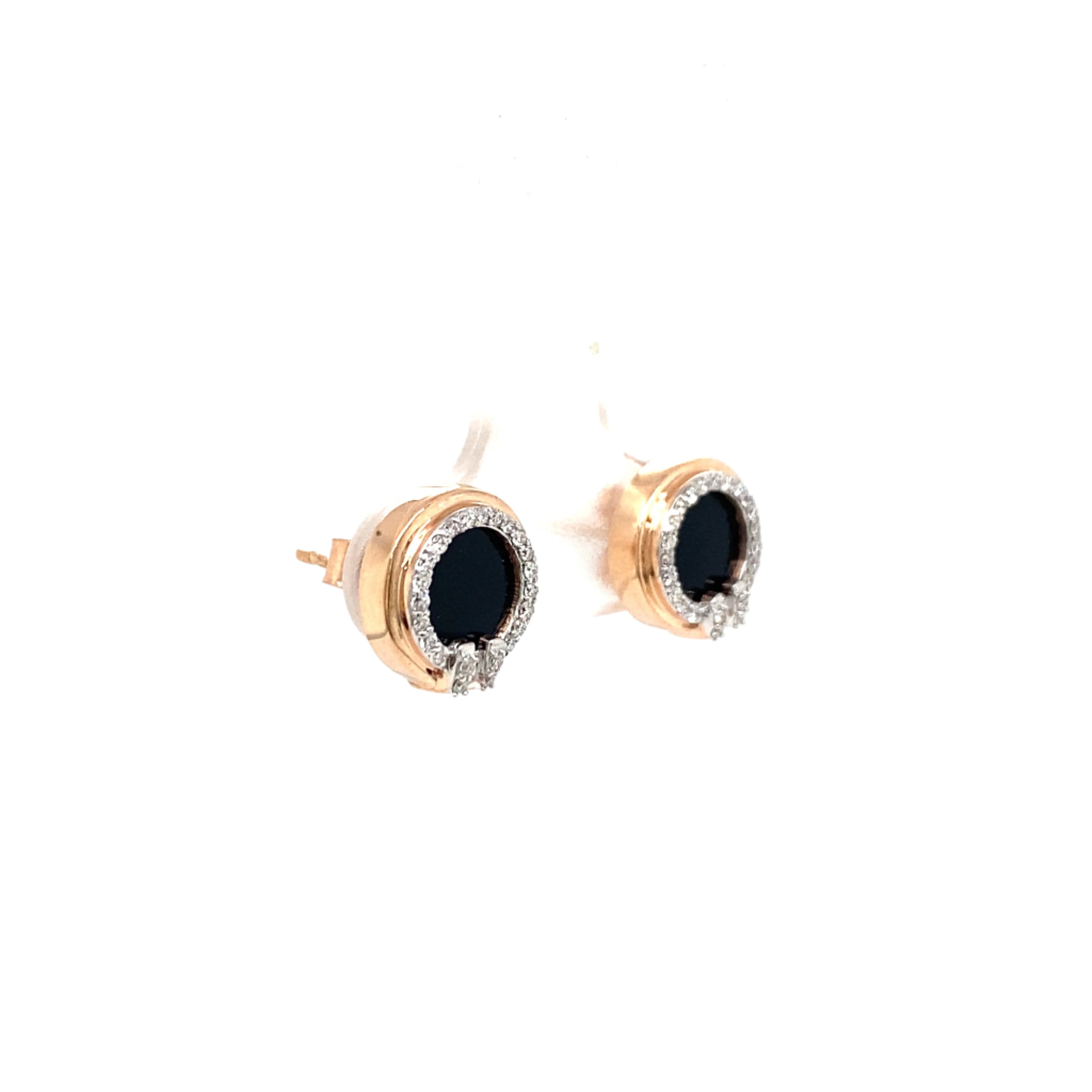 9ct Rose Gold Onyx and Diamond Studs