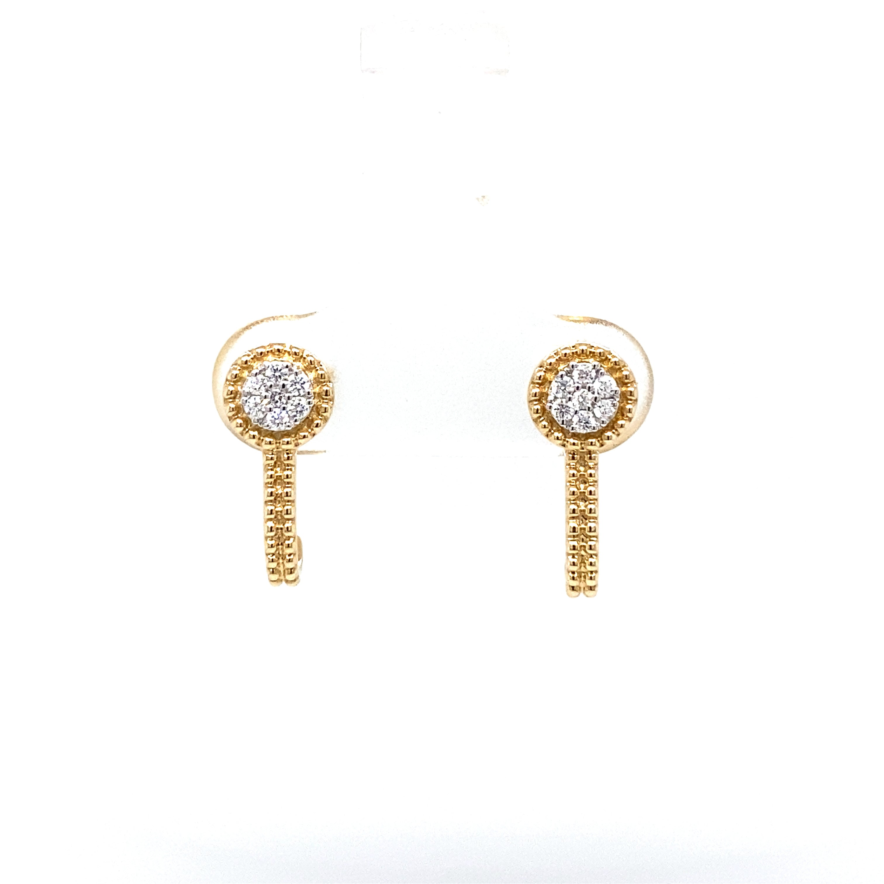 9ct yellow gold diamond bar earrings.