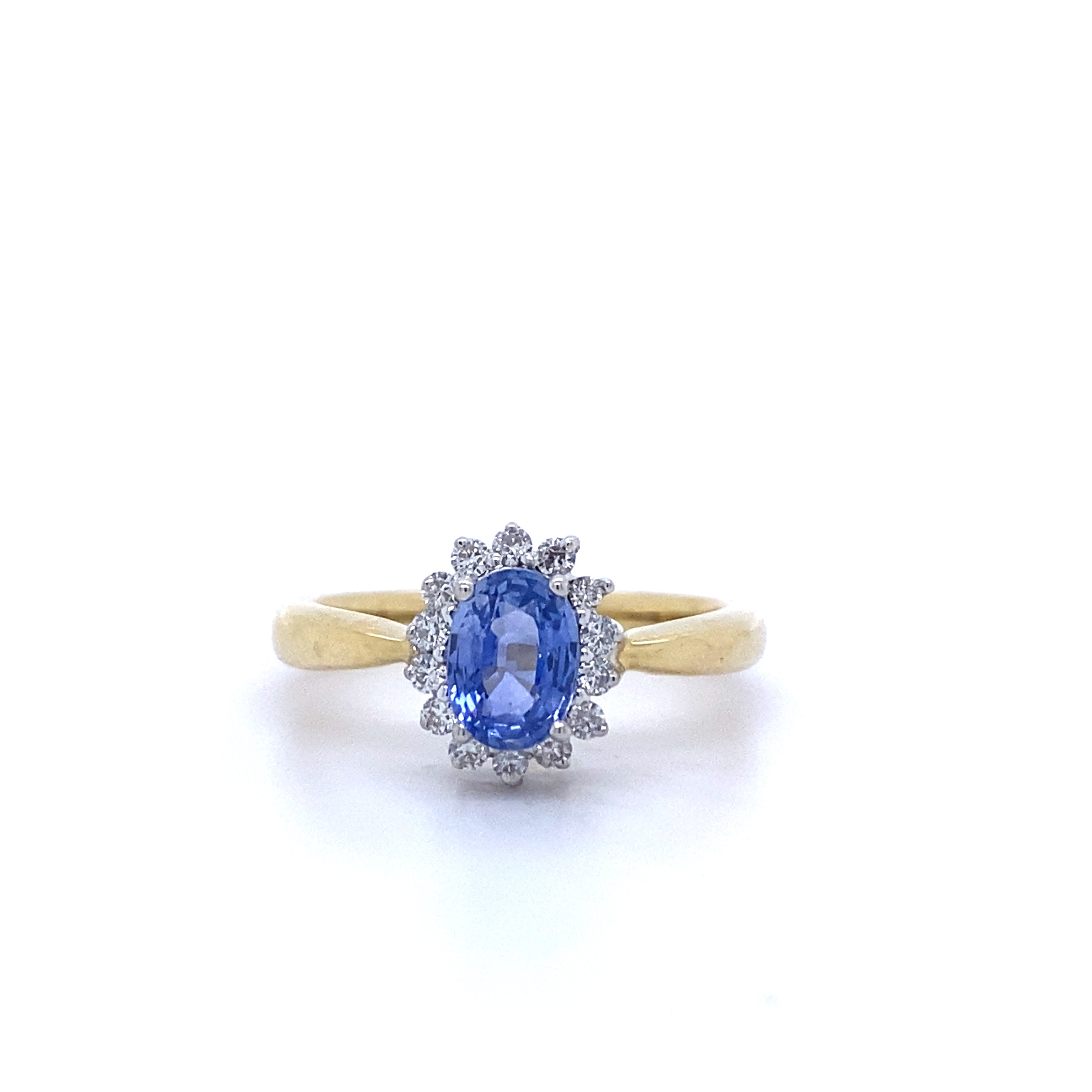 9ct Yellow Gold Ceylon Sapphire and Diamond Ring