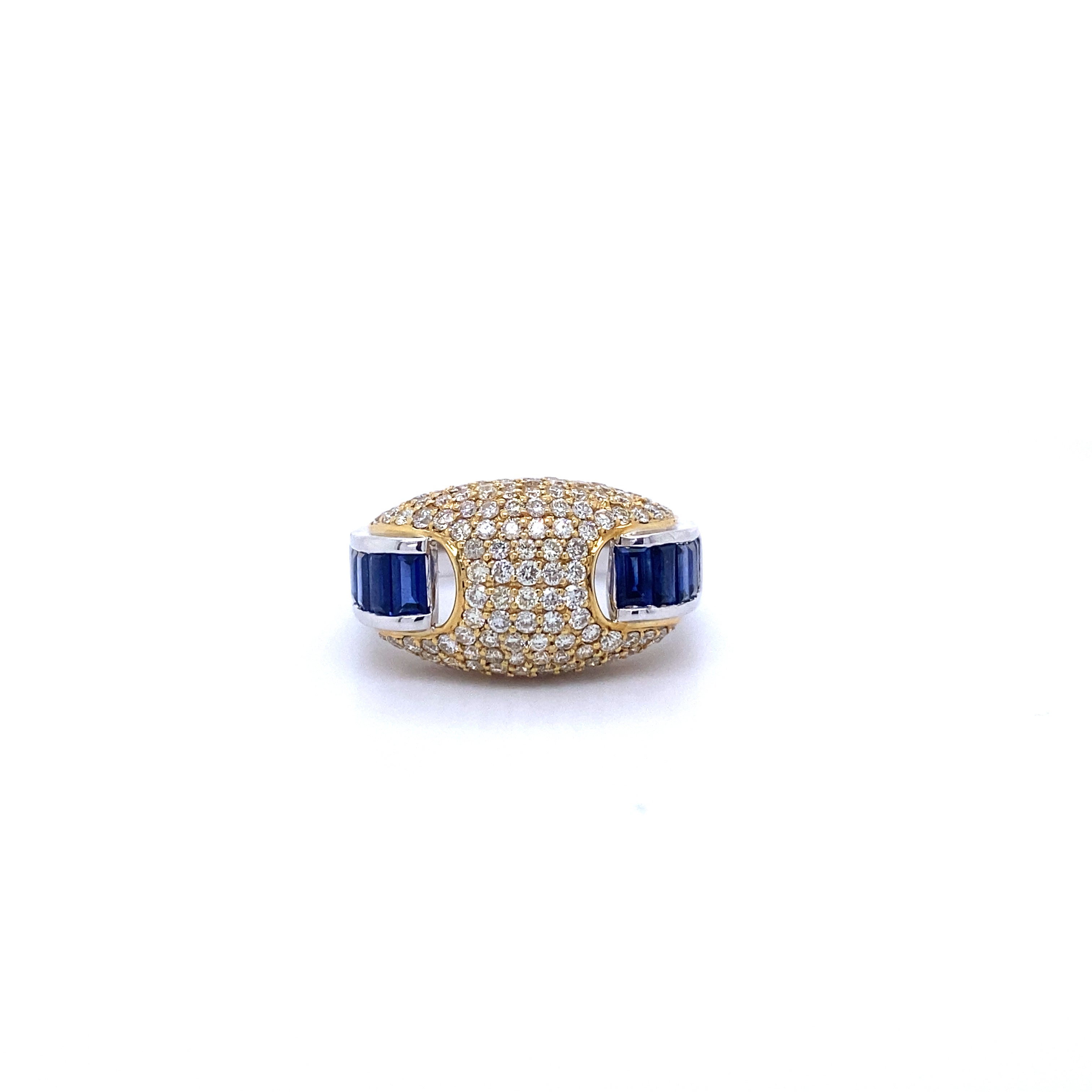 18ct Yellow Gold and White Gold Sapphire and Diamond Ring