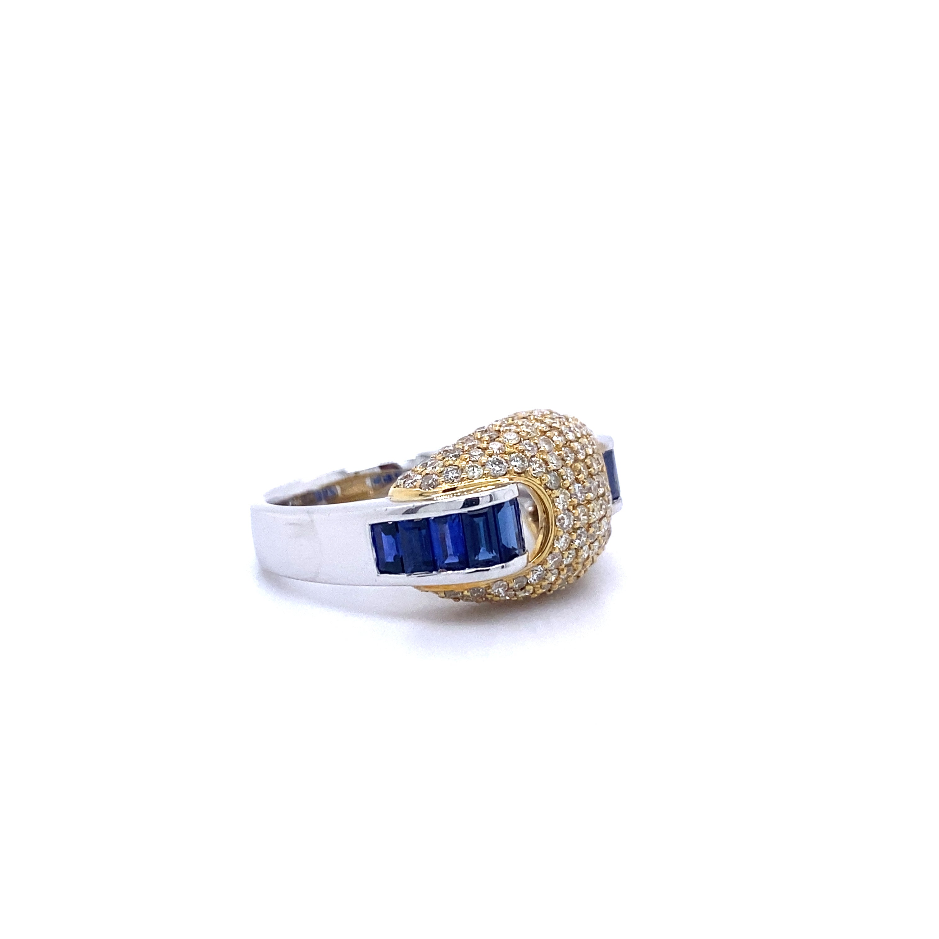 18ct Yellow Gold and White Gold Sapphire and Diamond Ring