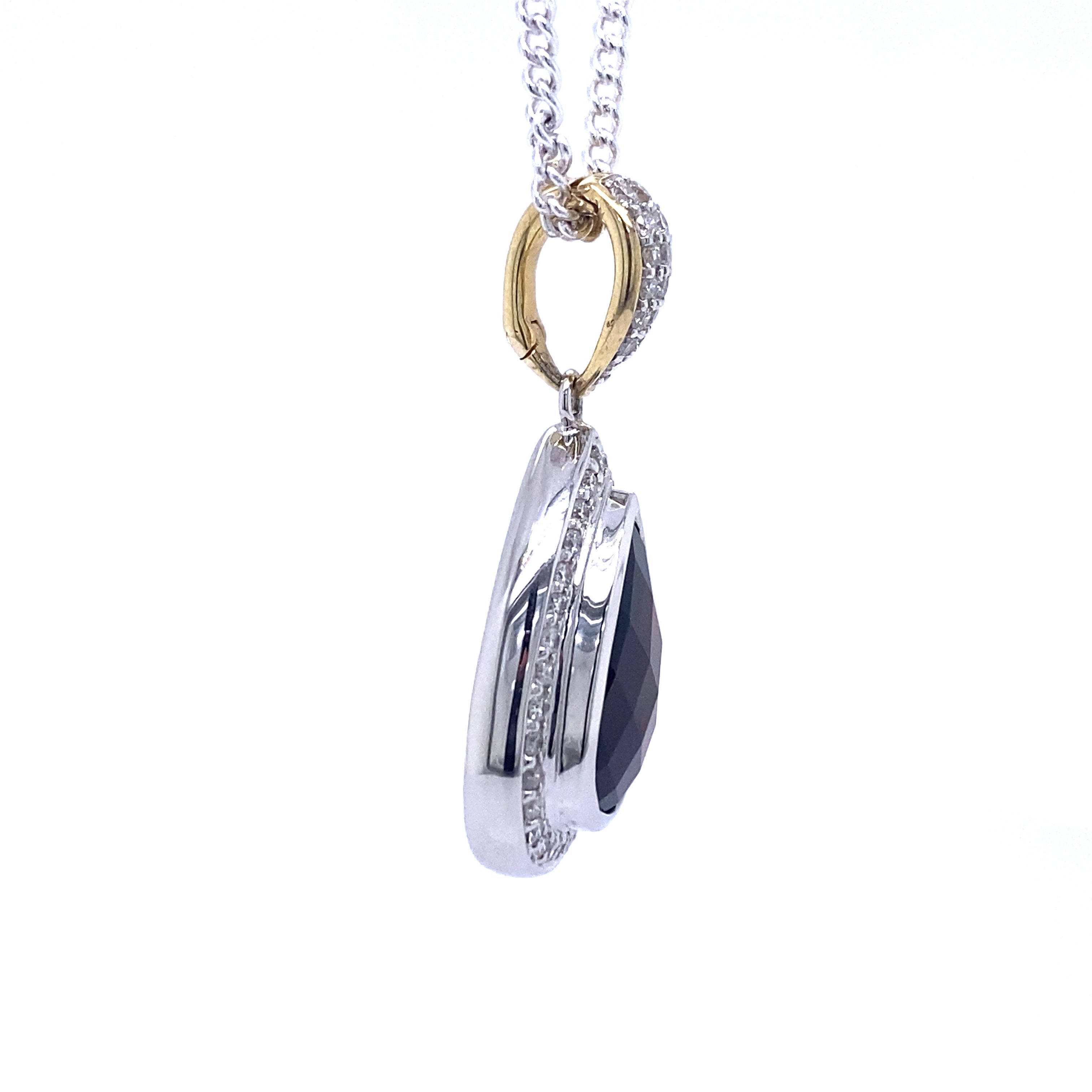 9ct White and Yellow Gold Garnet and Diamond Enhancer Pendant