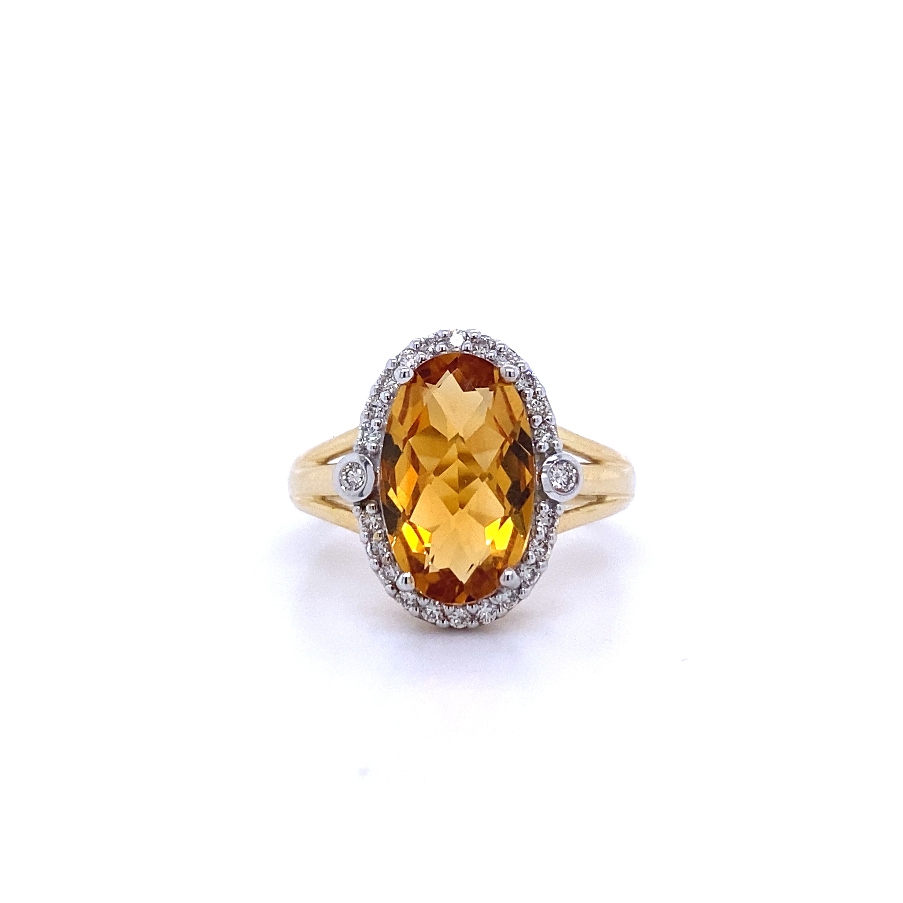 9ct Yellow Gold Citrine and Diamond Ring