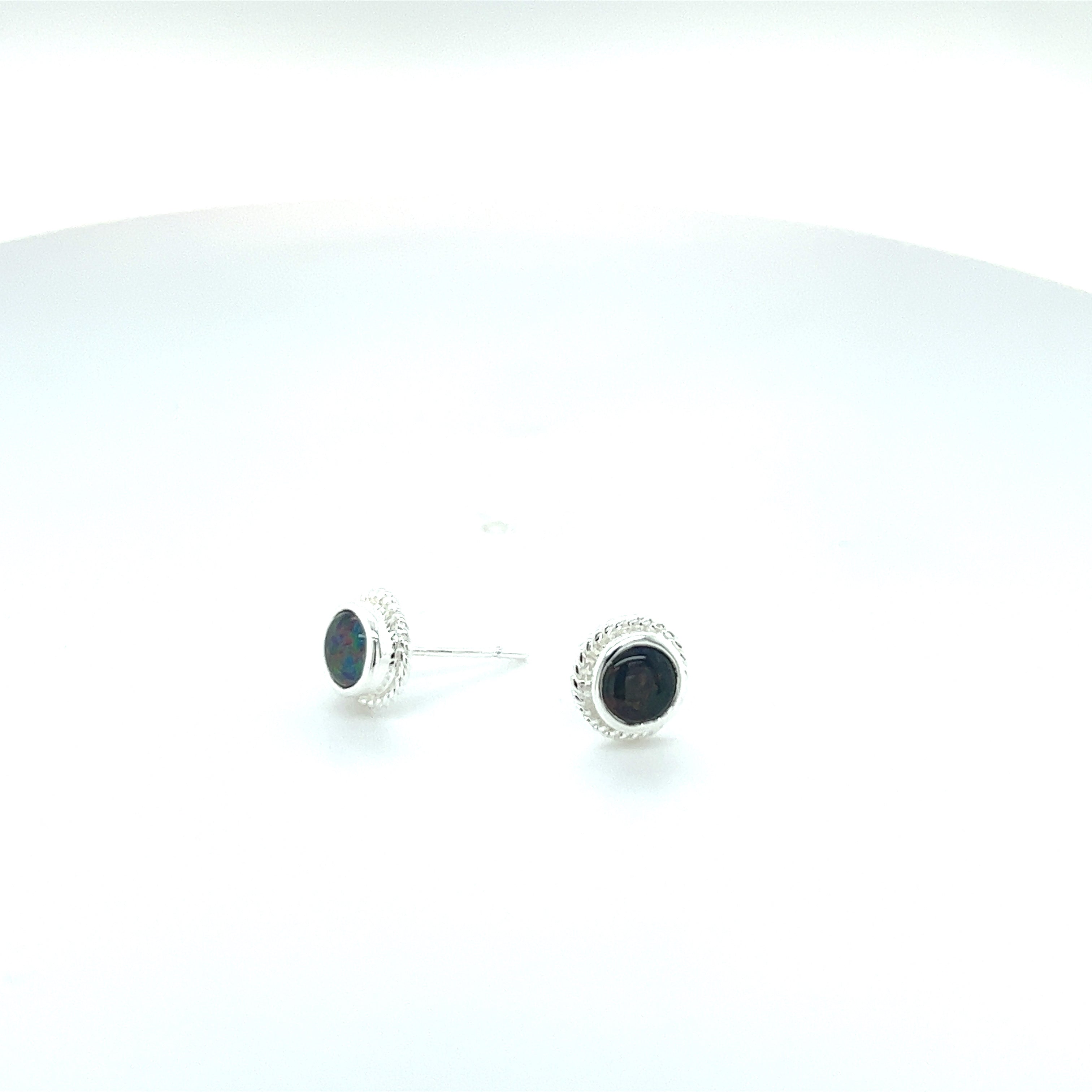 Sterling Silver Triplet Opal Earrings