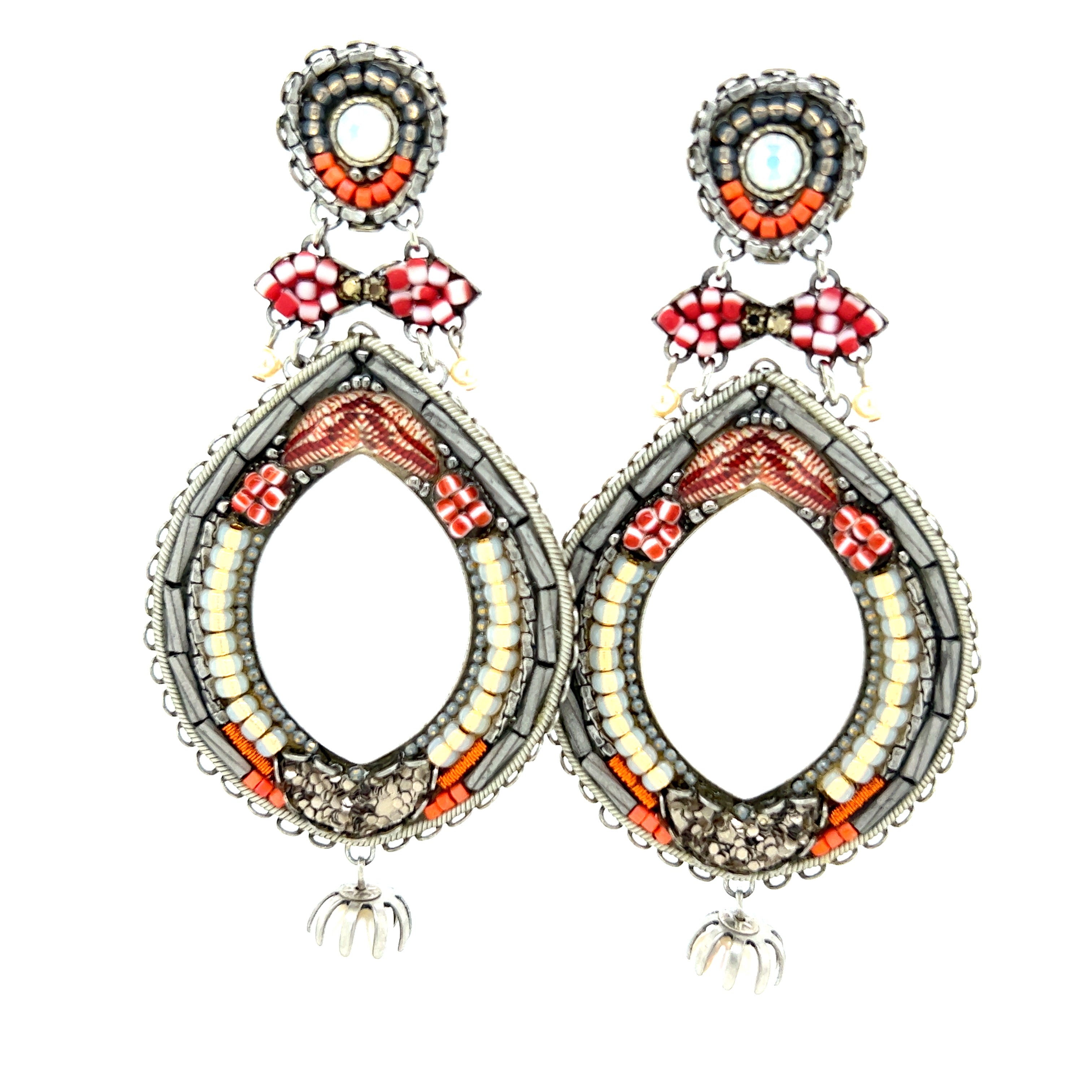 Handcrafted Fabric and Bead Earrings