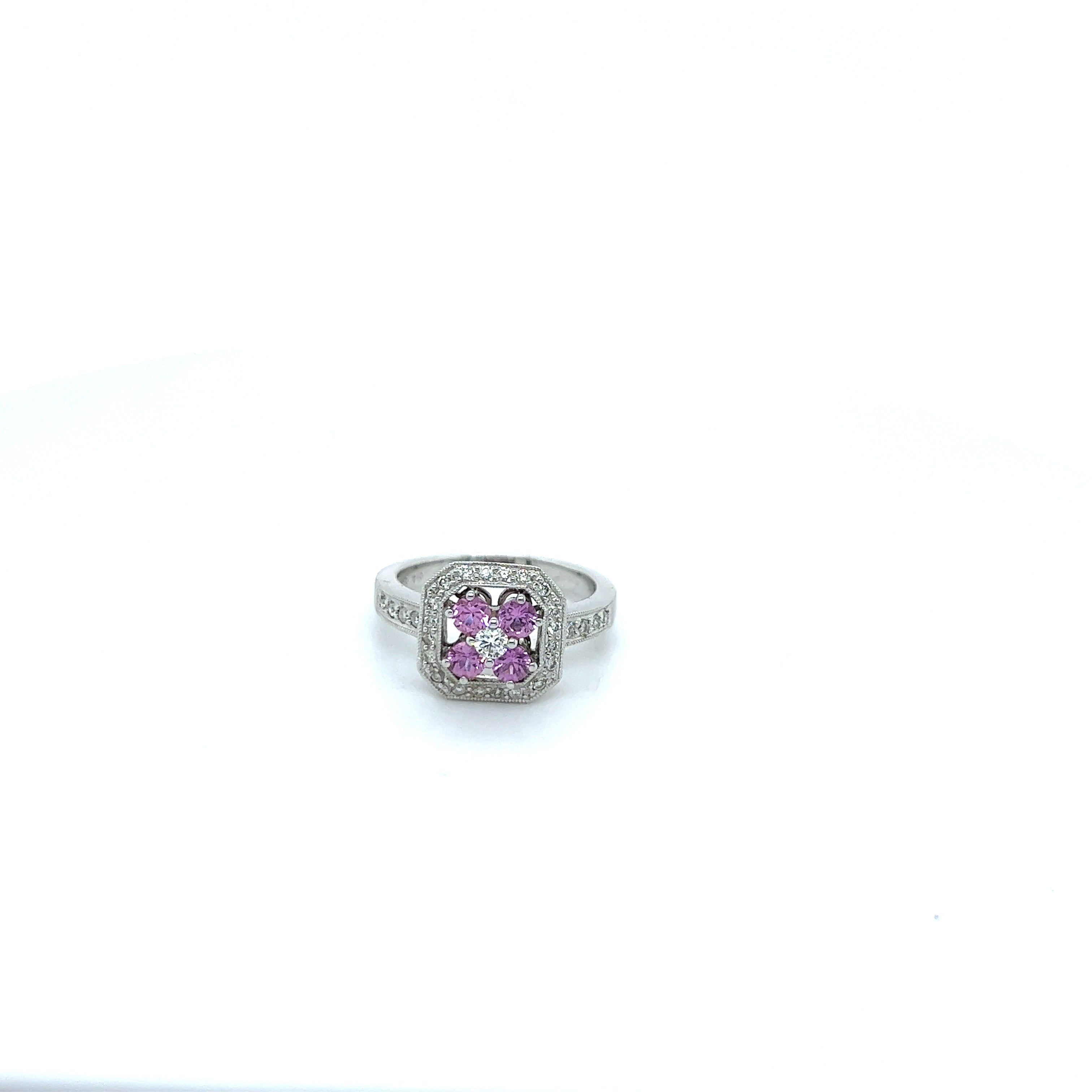 18ct white gold sapphire and diamond ring.
