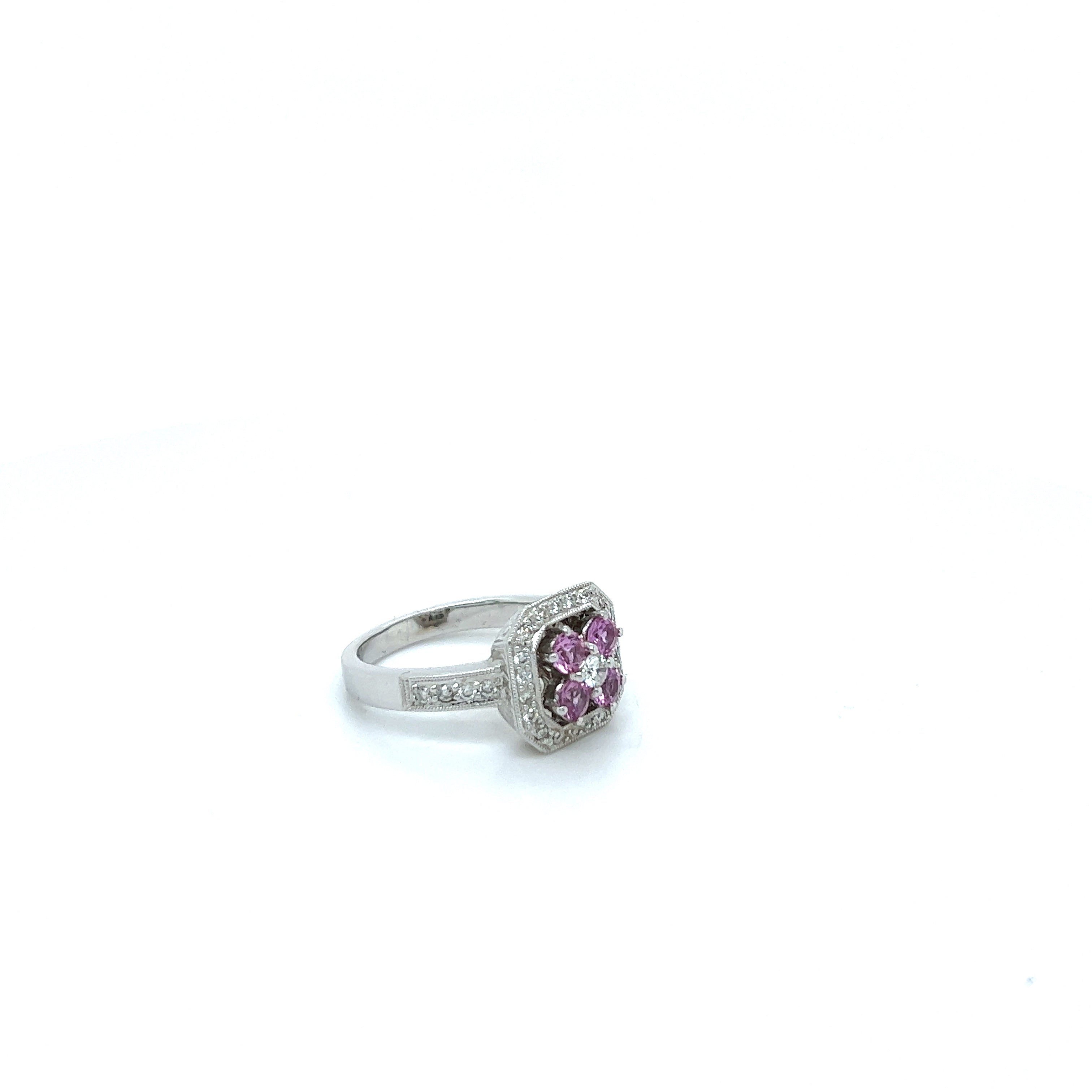 18ct white gold sapphire and diamond ring.