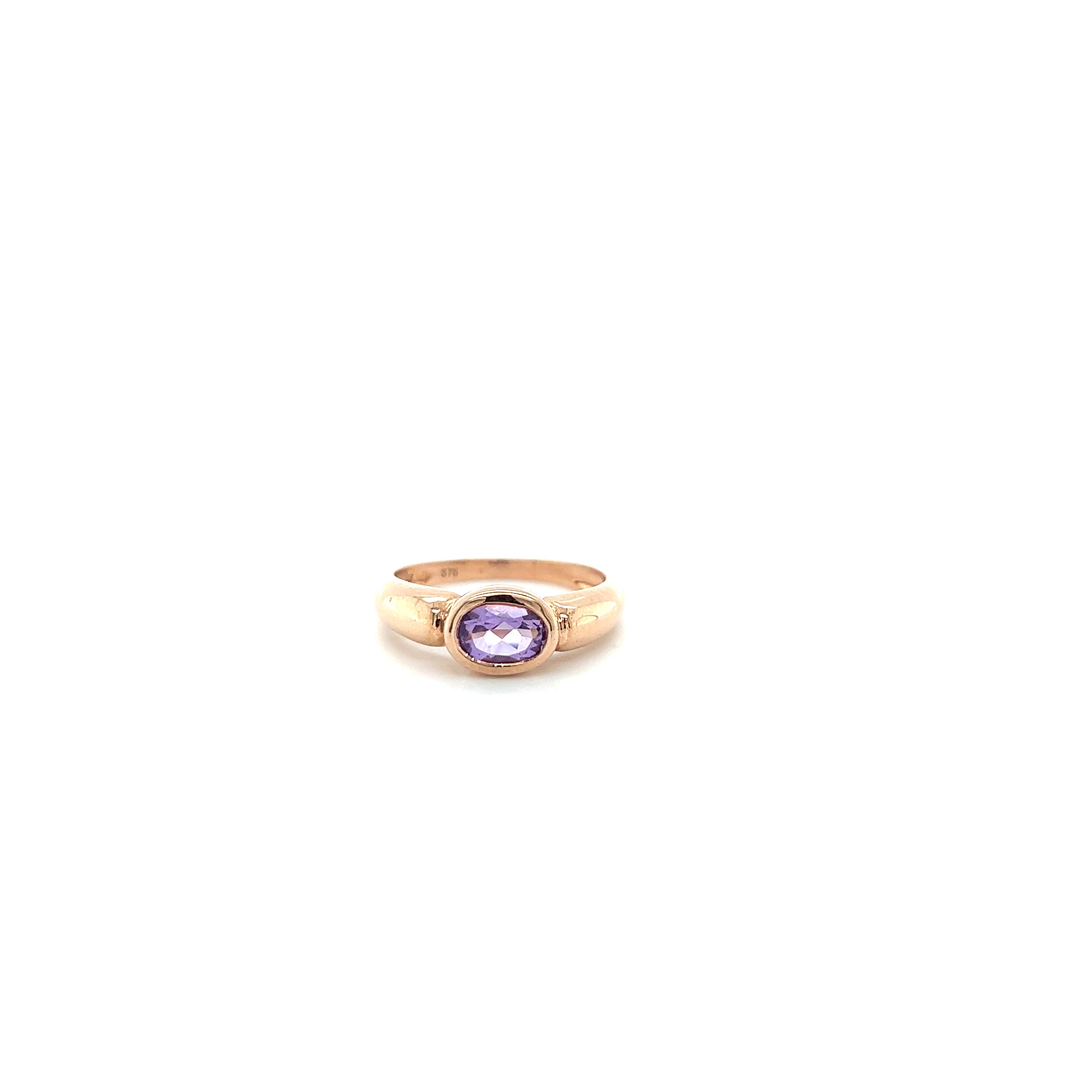 9ct rose gold amethyst ring.