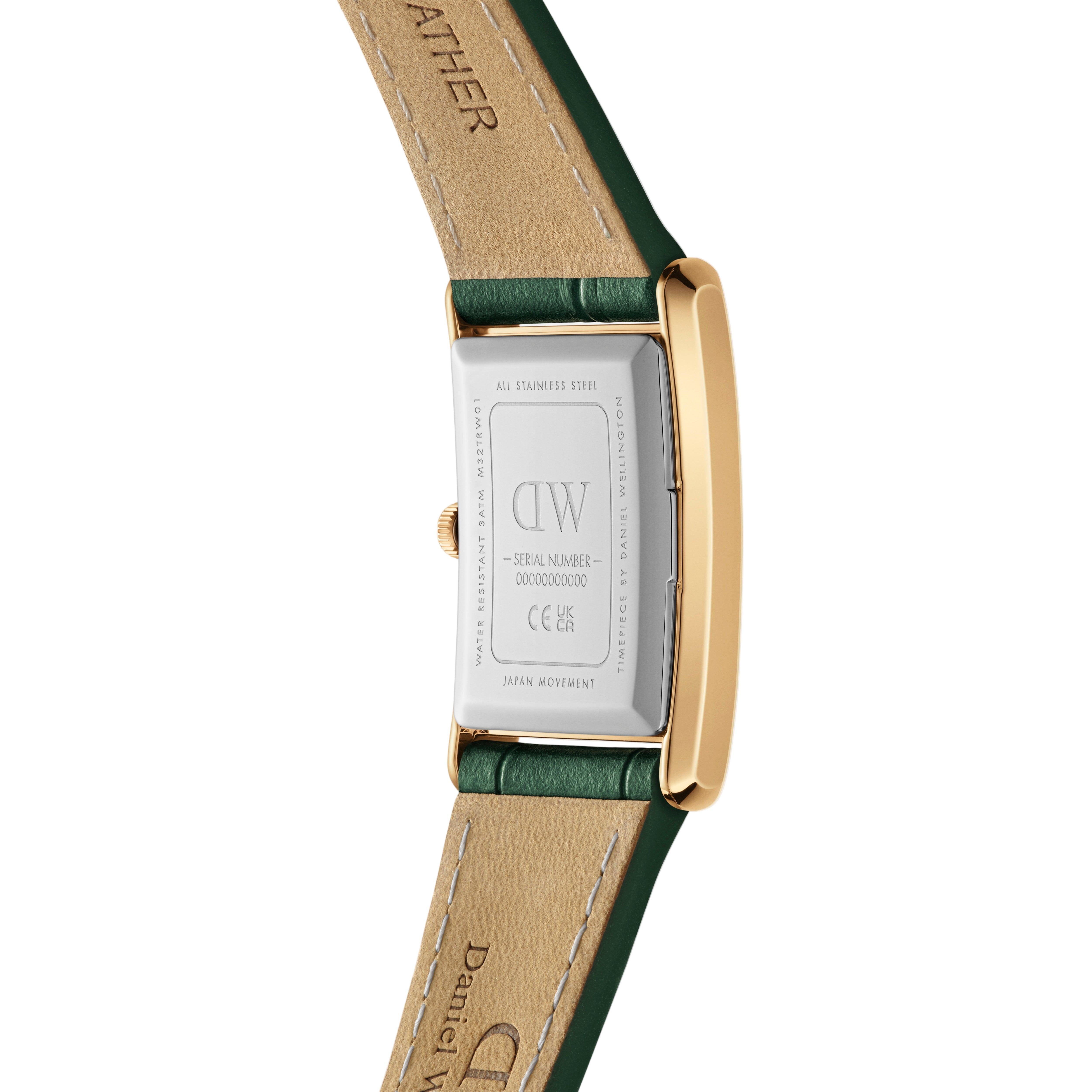 Daniel Wellington Bound 32x22 Green Croc Leather Gold Champagne Sunray Watch