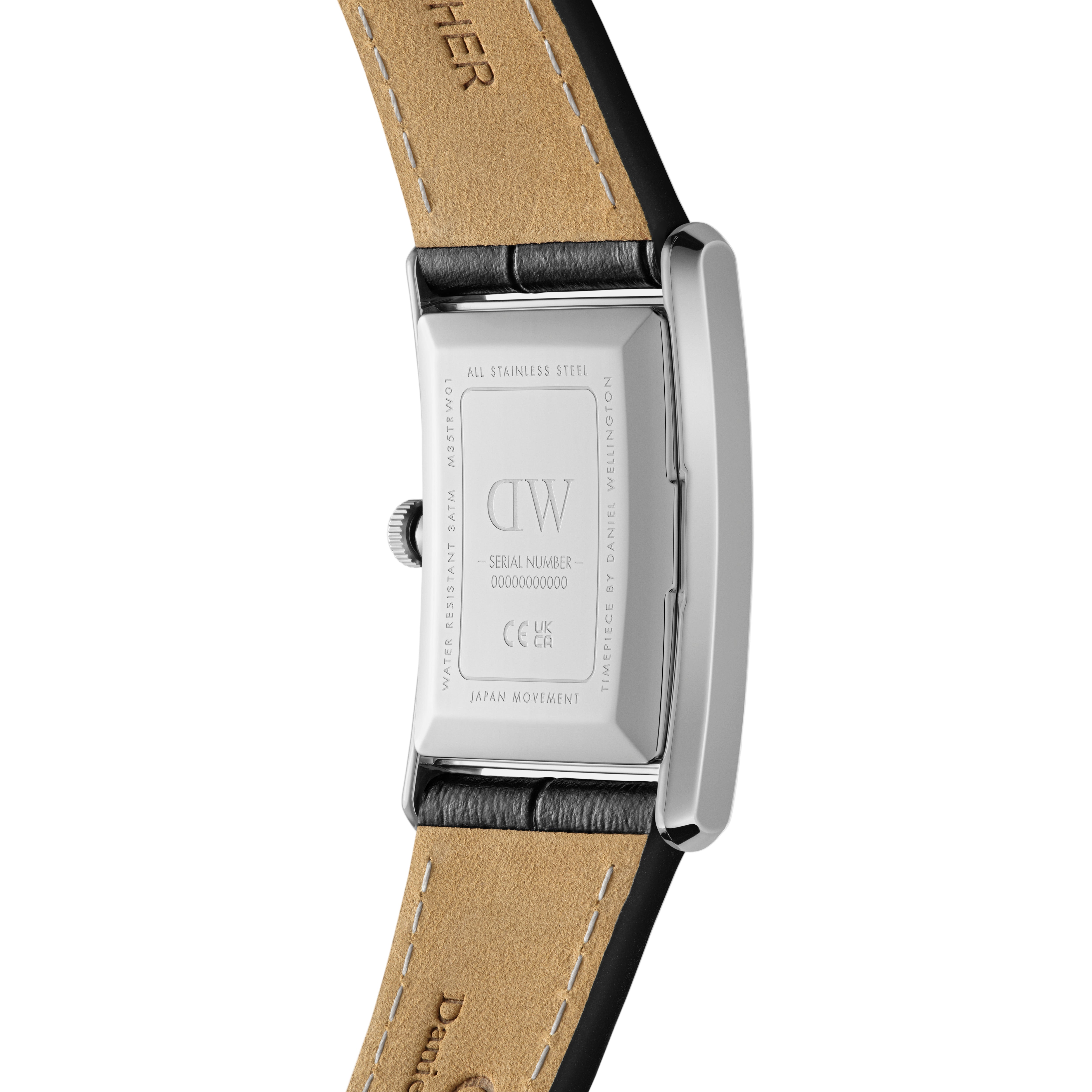 Daniel Wellington Bound 35x24 Black Croc Leather Silver White Watch