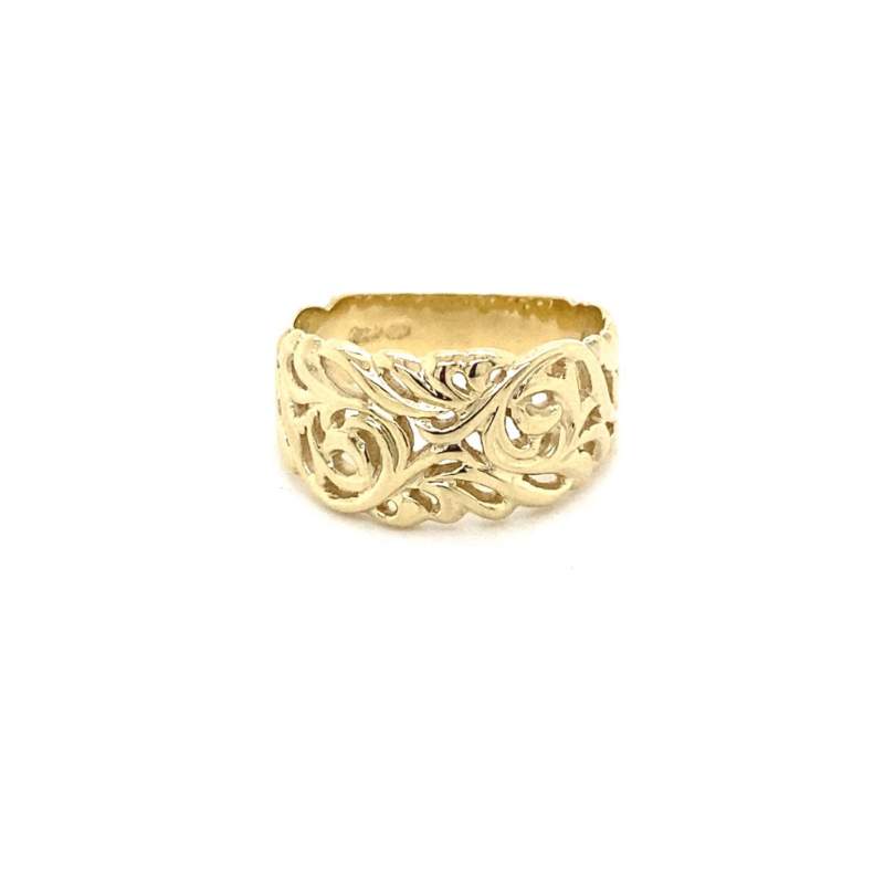 9ct Yellow Gold Tapered Filigree Ring