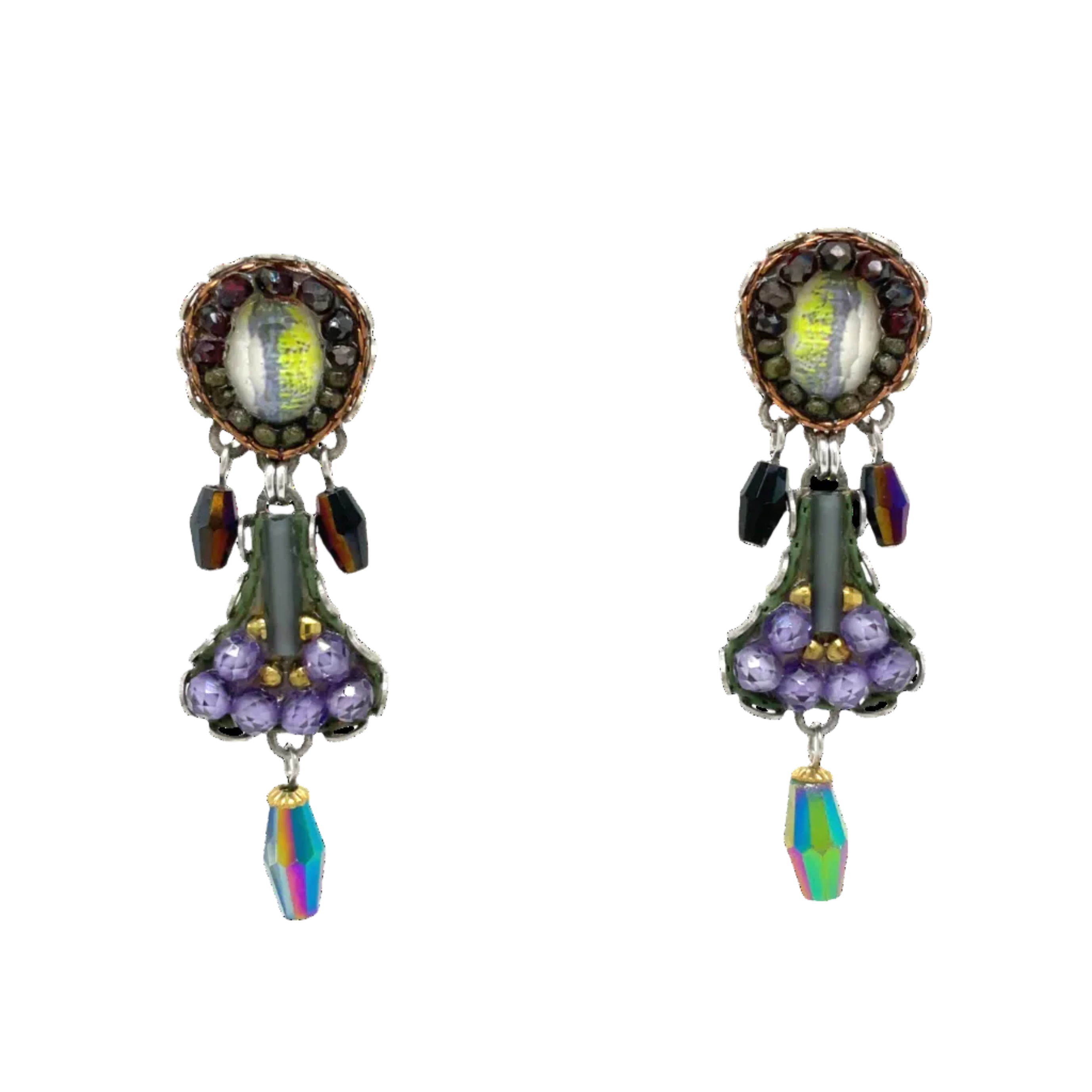 Handcrafted Fabric and Bead Earrings