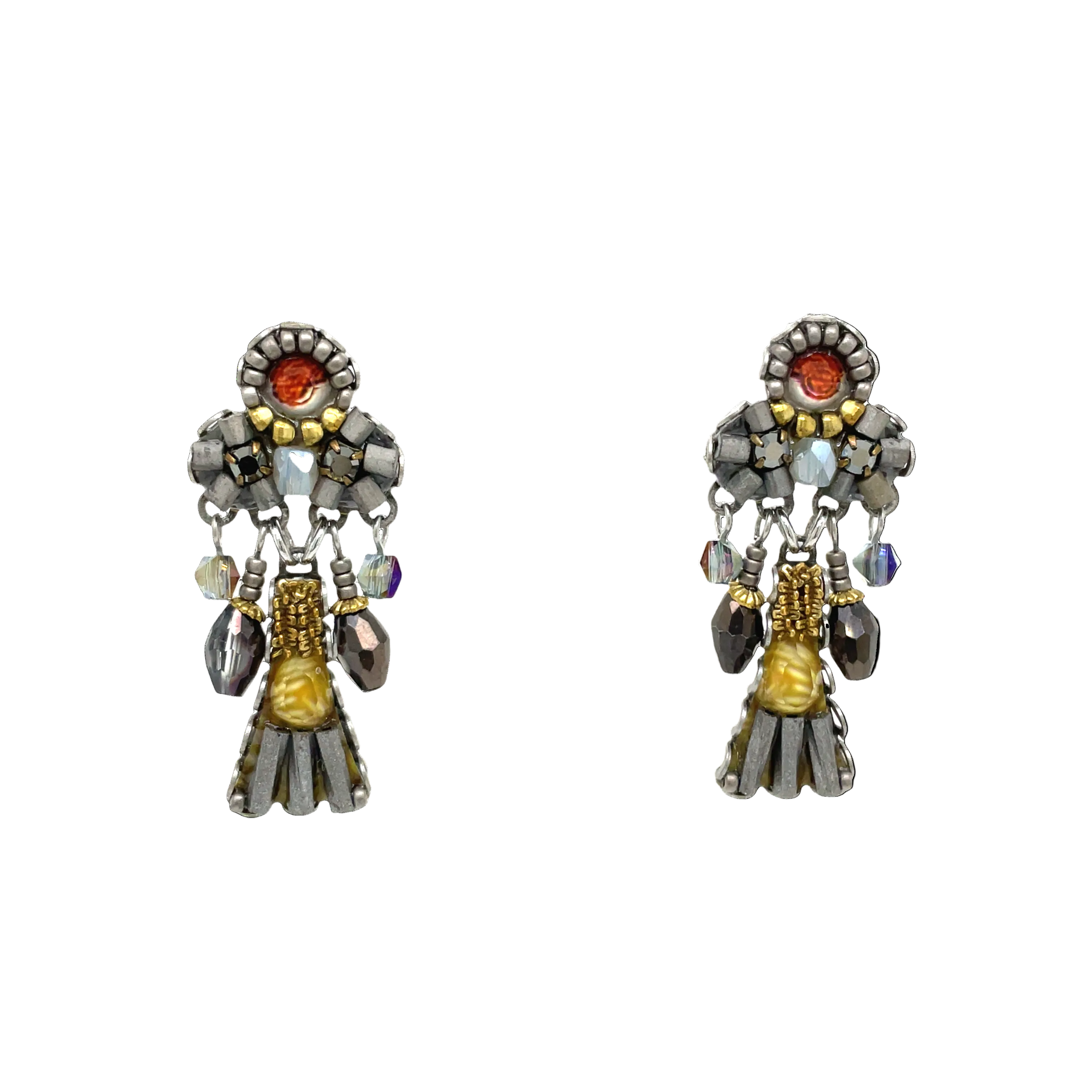 Handcrafted Fabric and Bead Earrings