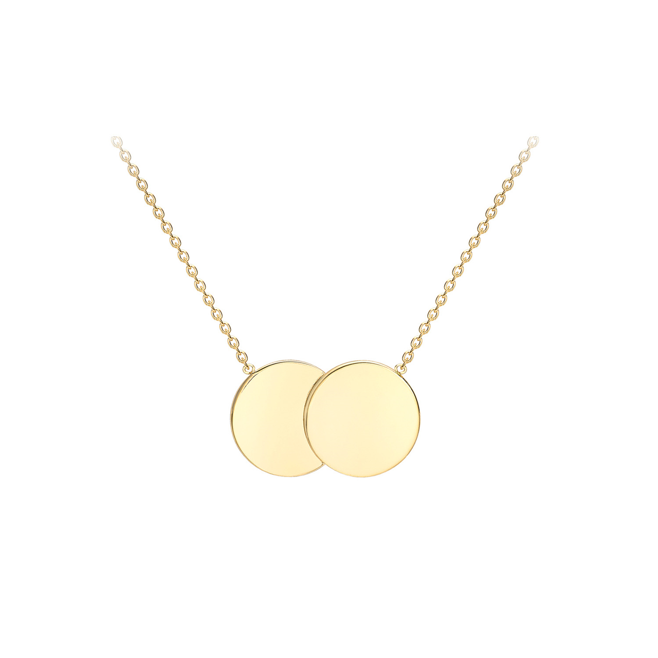 9ct Yellow Gold Solid Double Disc Necklace