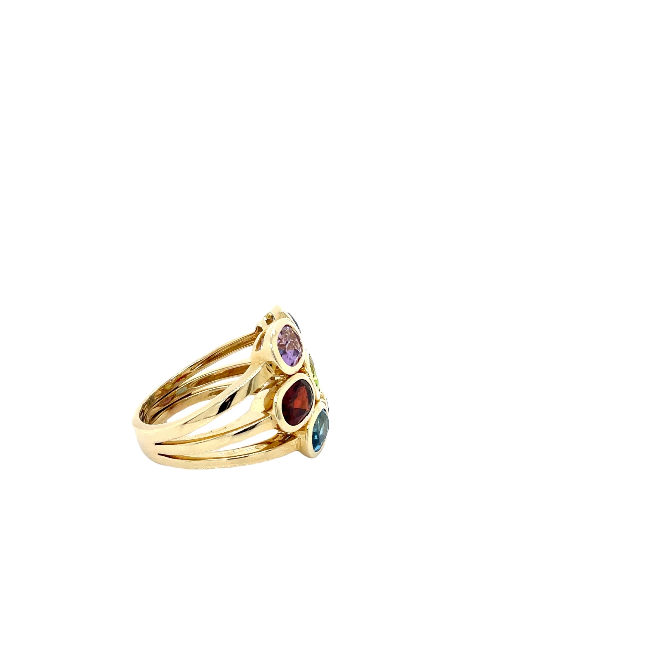9ct Yellow Gold Multi-Coloured Gemstone Cocktail Ring