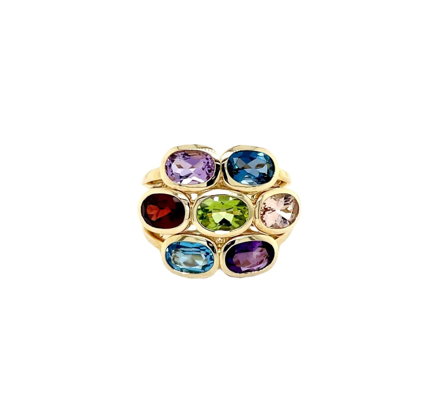 9ct Yellow Gold Multi-Coloured Gemstone Cocktail Ring