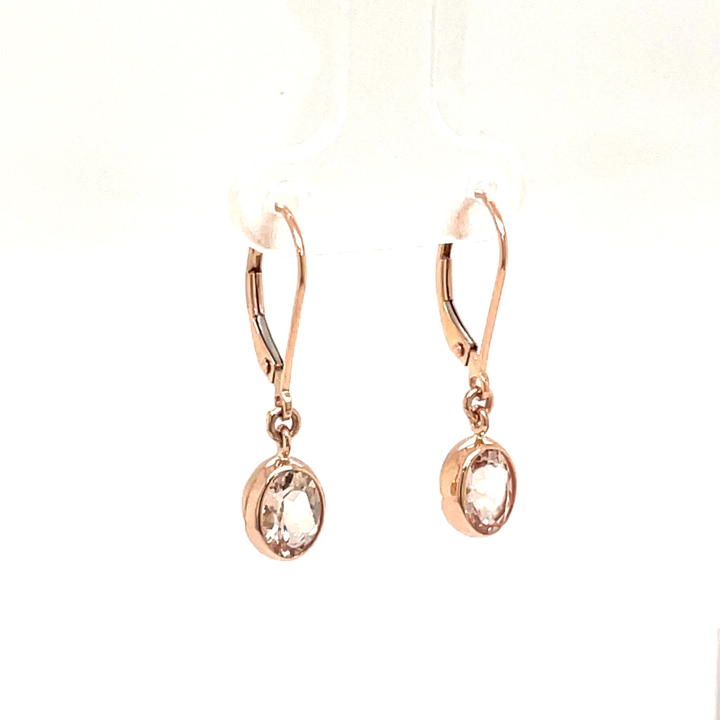 9ct Rose Gold Oval Morganite Earrings