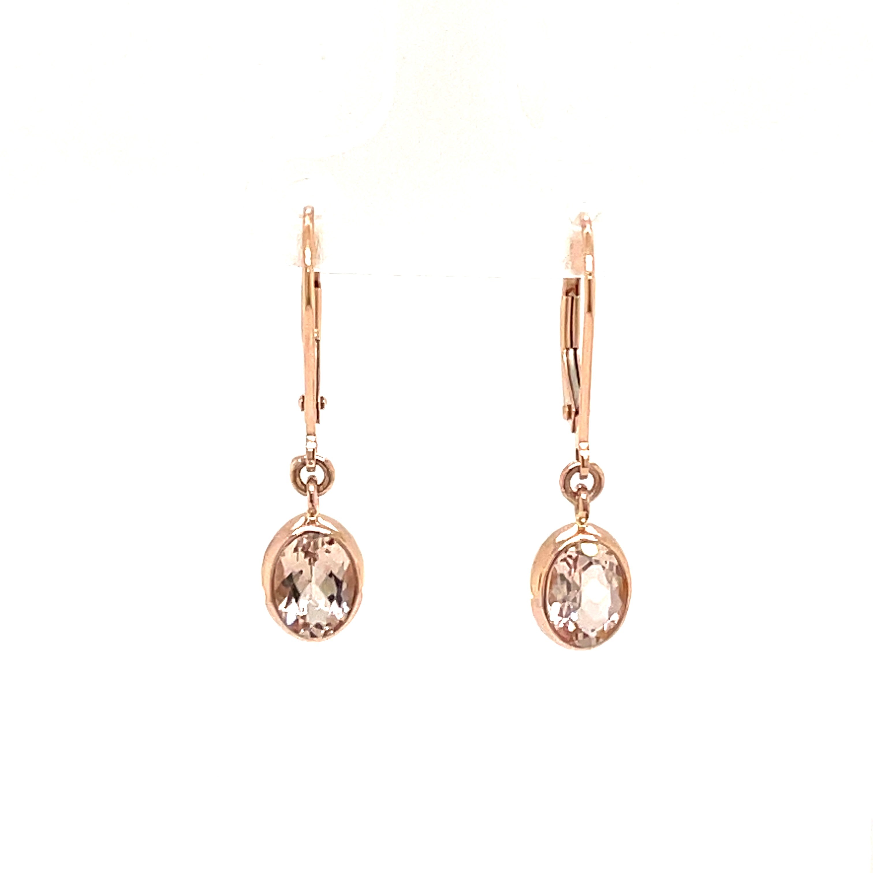 9ct Rose Gold Oval Morganite Earrings