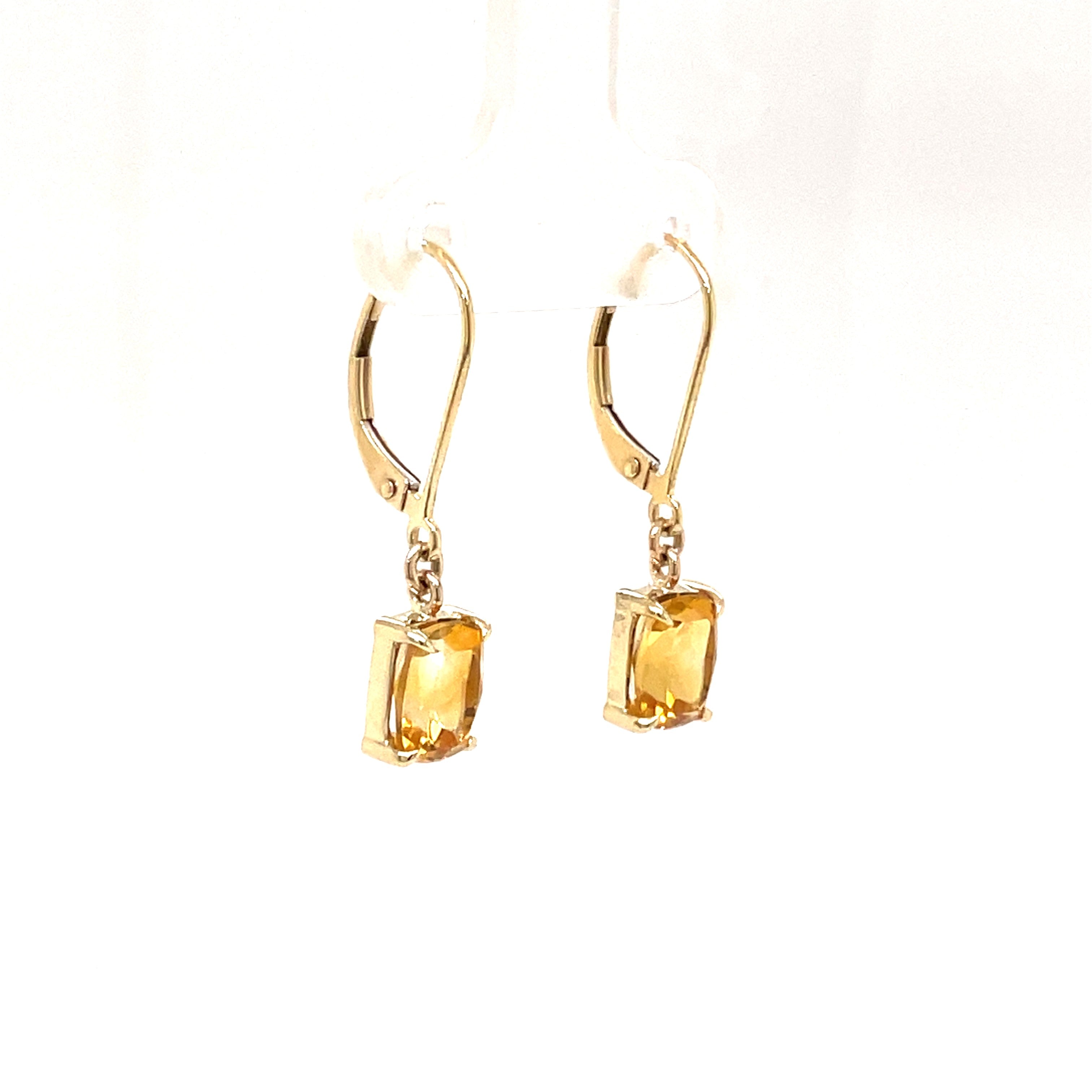 9ct Yellow Gold Oval Citrine Drop earrings