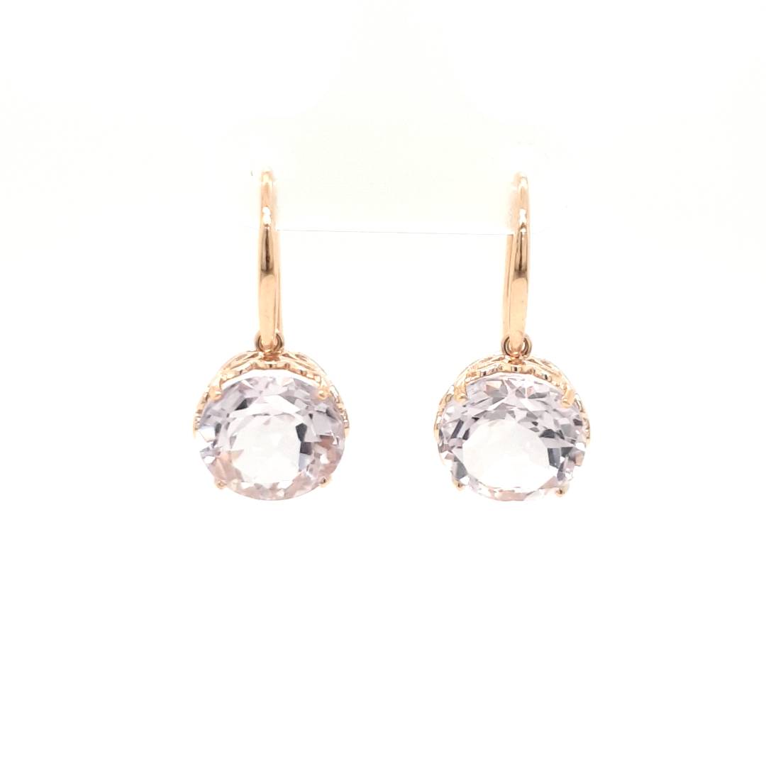 9ct Rose Gold Pink Amethyst Drop Earrings