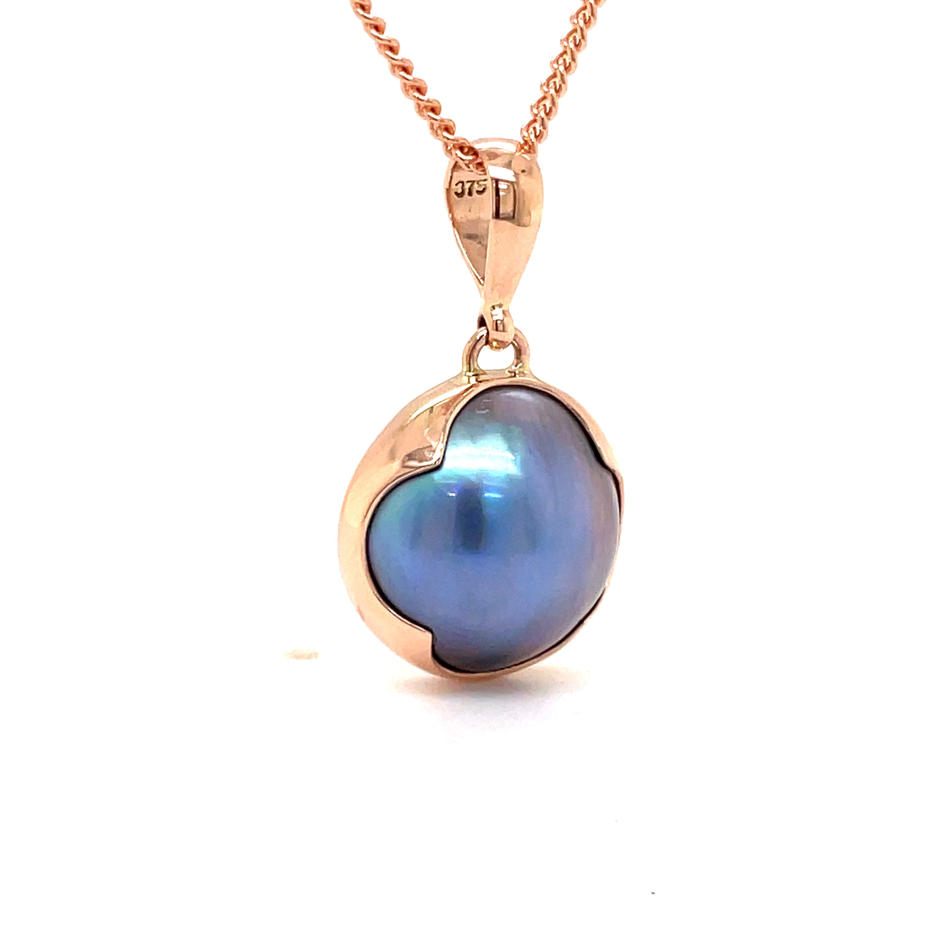 9ct Rose Gold Grey Mabe Pearl Pendant