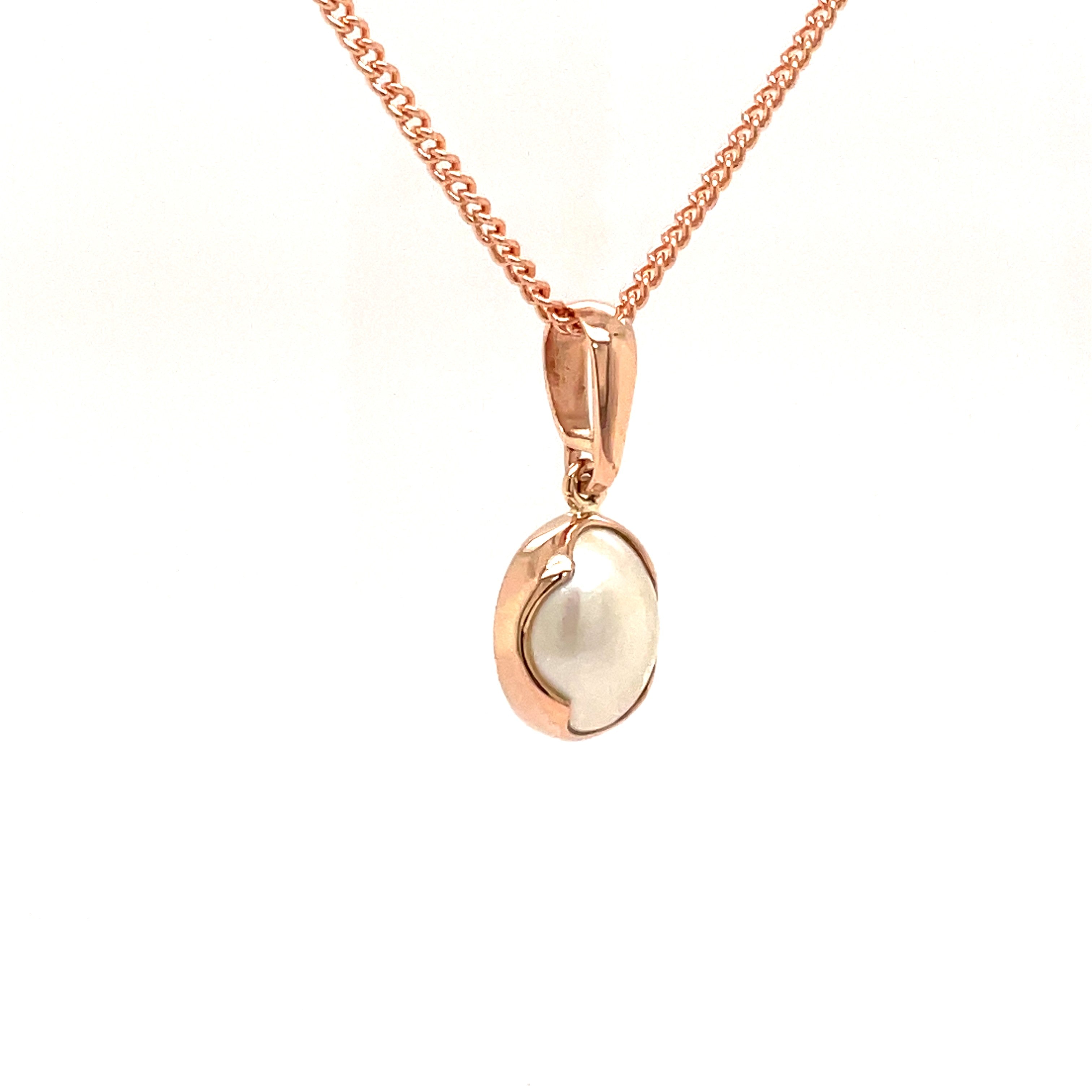9ct Rose Gold White Mabe Pearl Pendant