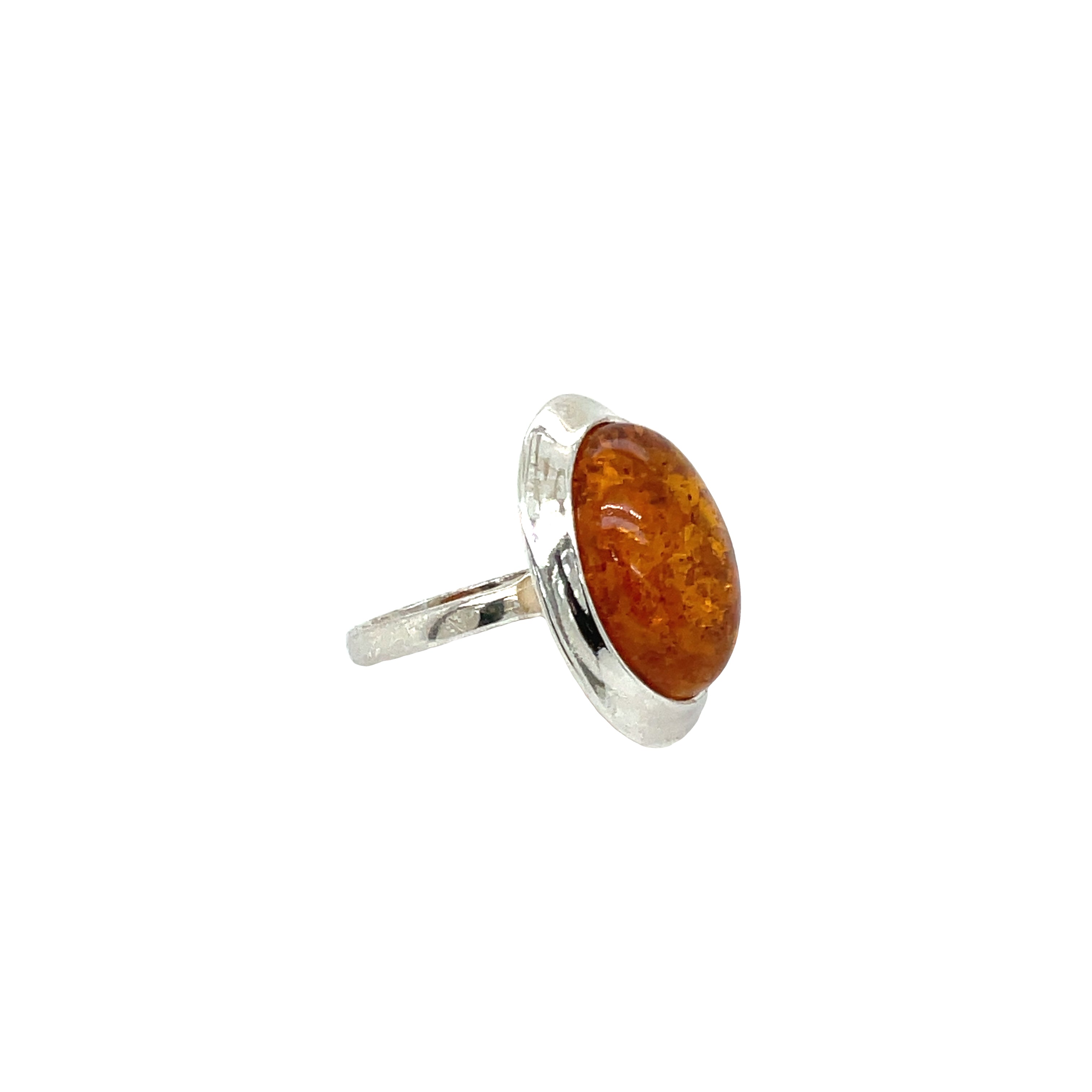 Sterling Silver Oval Amber Disc Dress Ring