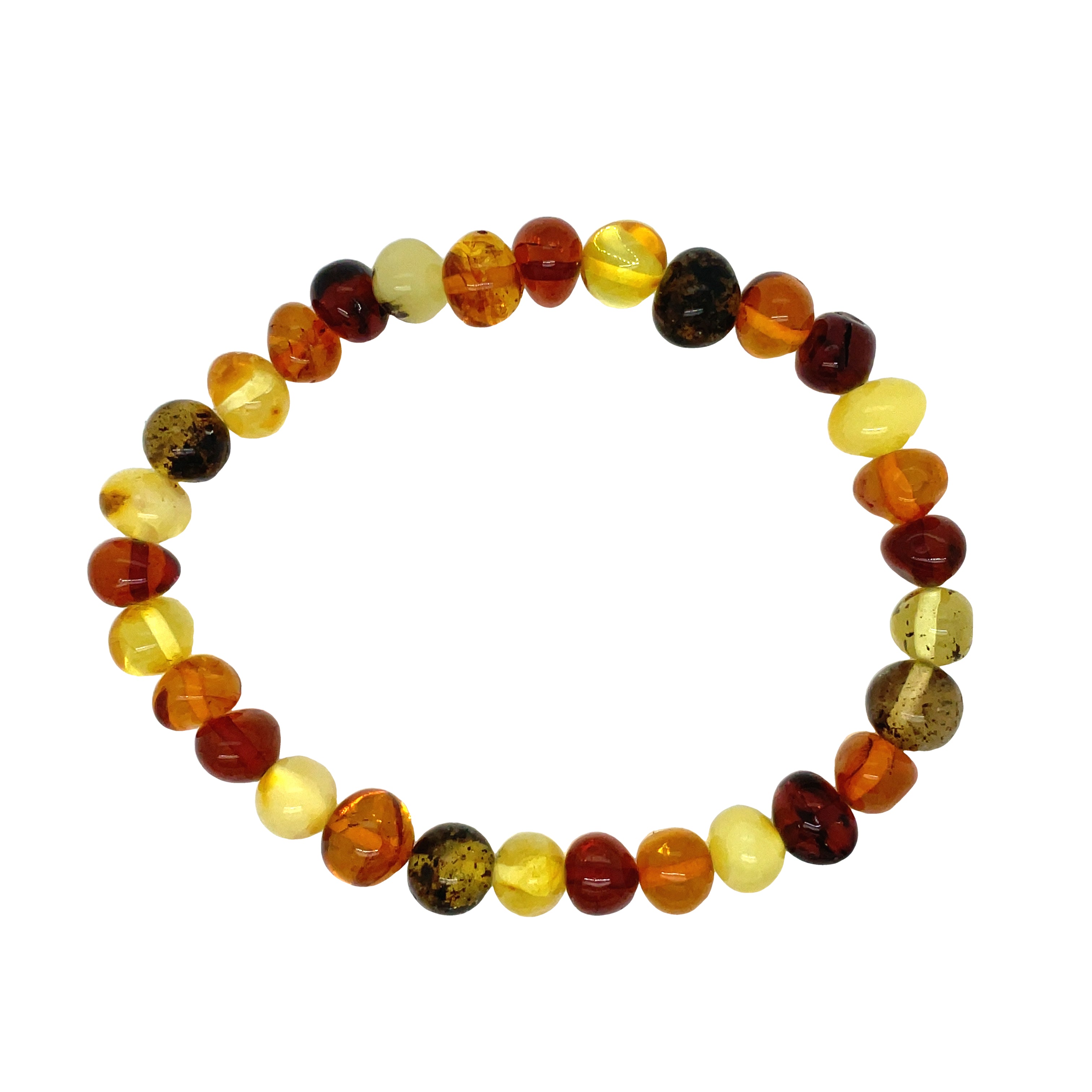 Multi-Coloured Amber Elastic Bracelet