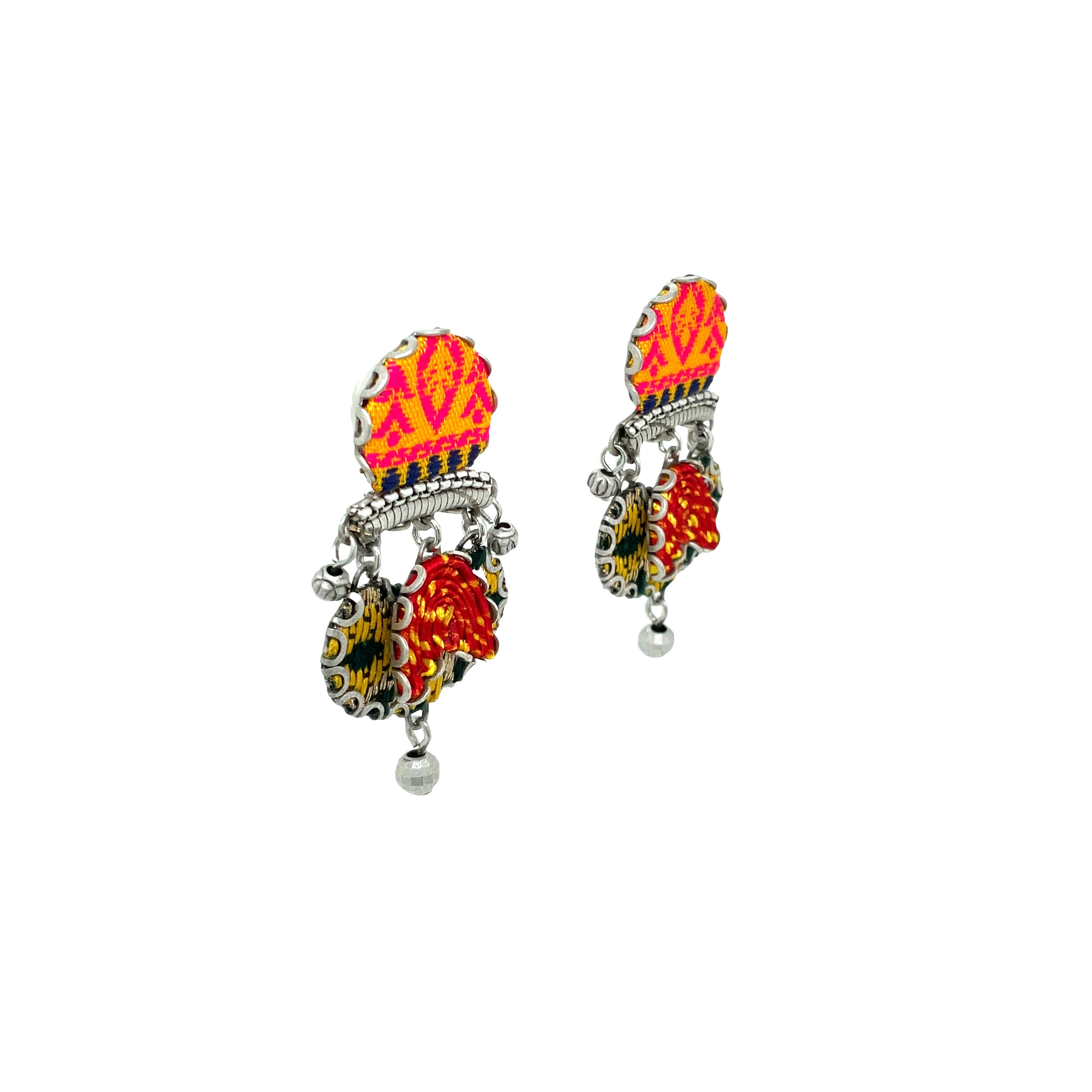 Handcrafted Fabric and Bead Earrings