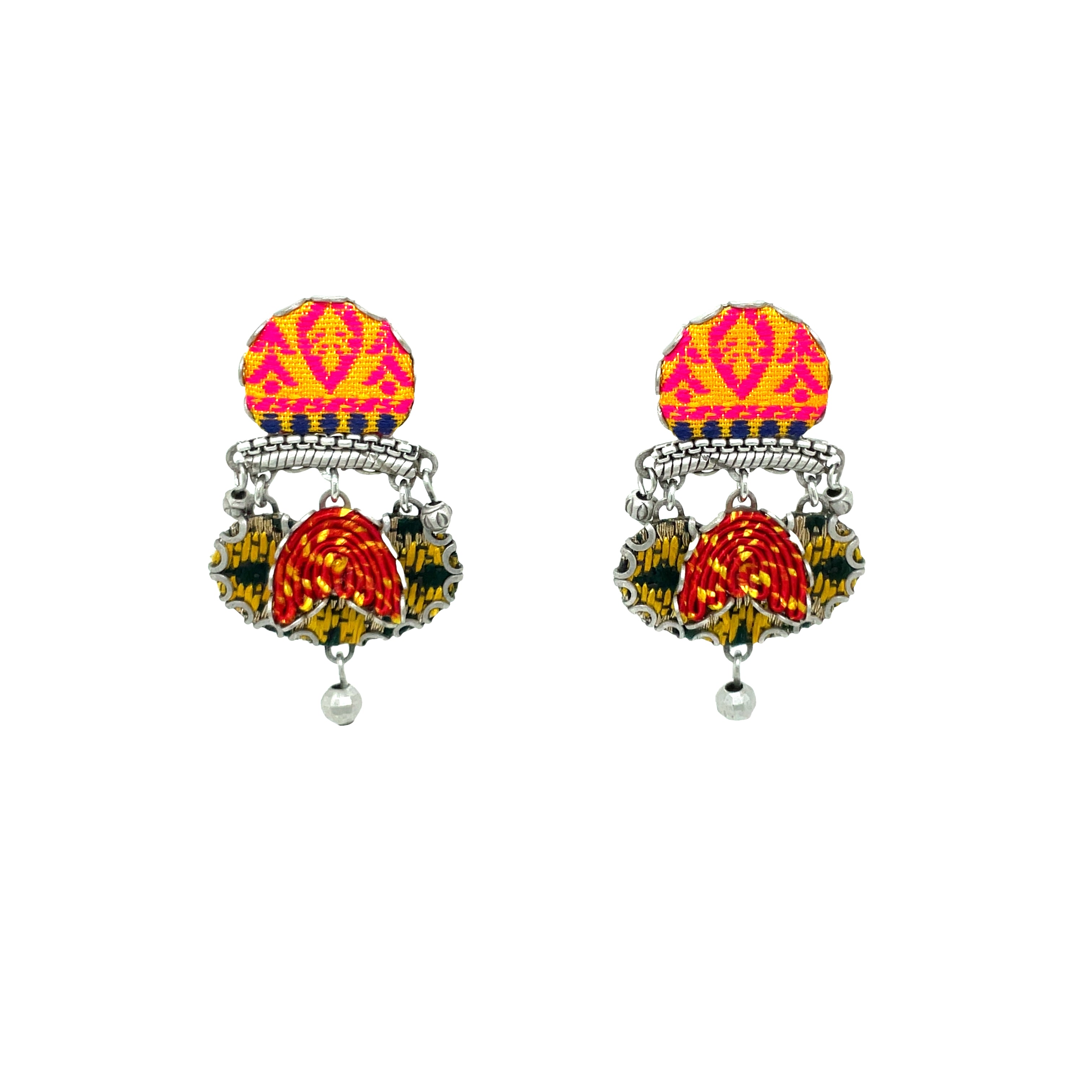 Handcrafted Fabric and Bead Earrings
