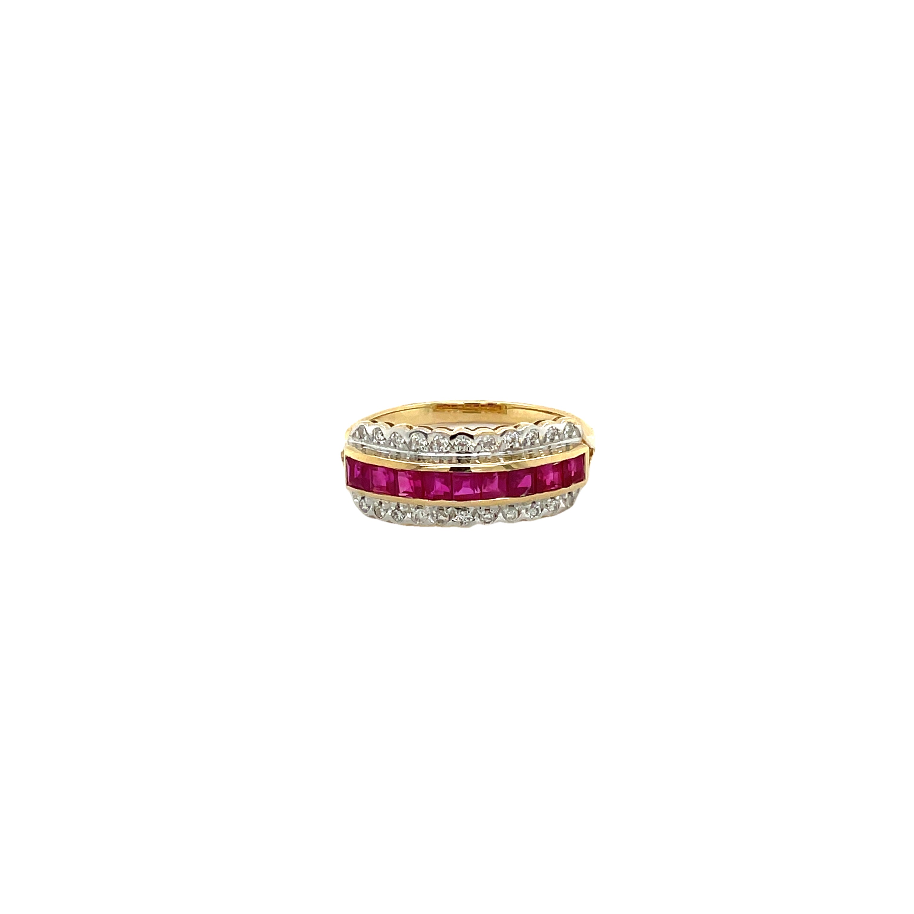 9ct Yellow Gold Ruby and Diamond Dress Ring