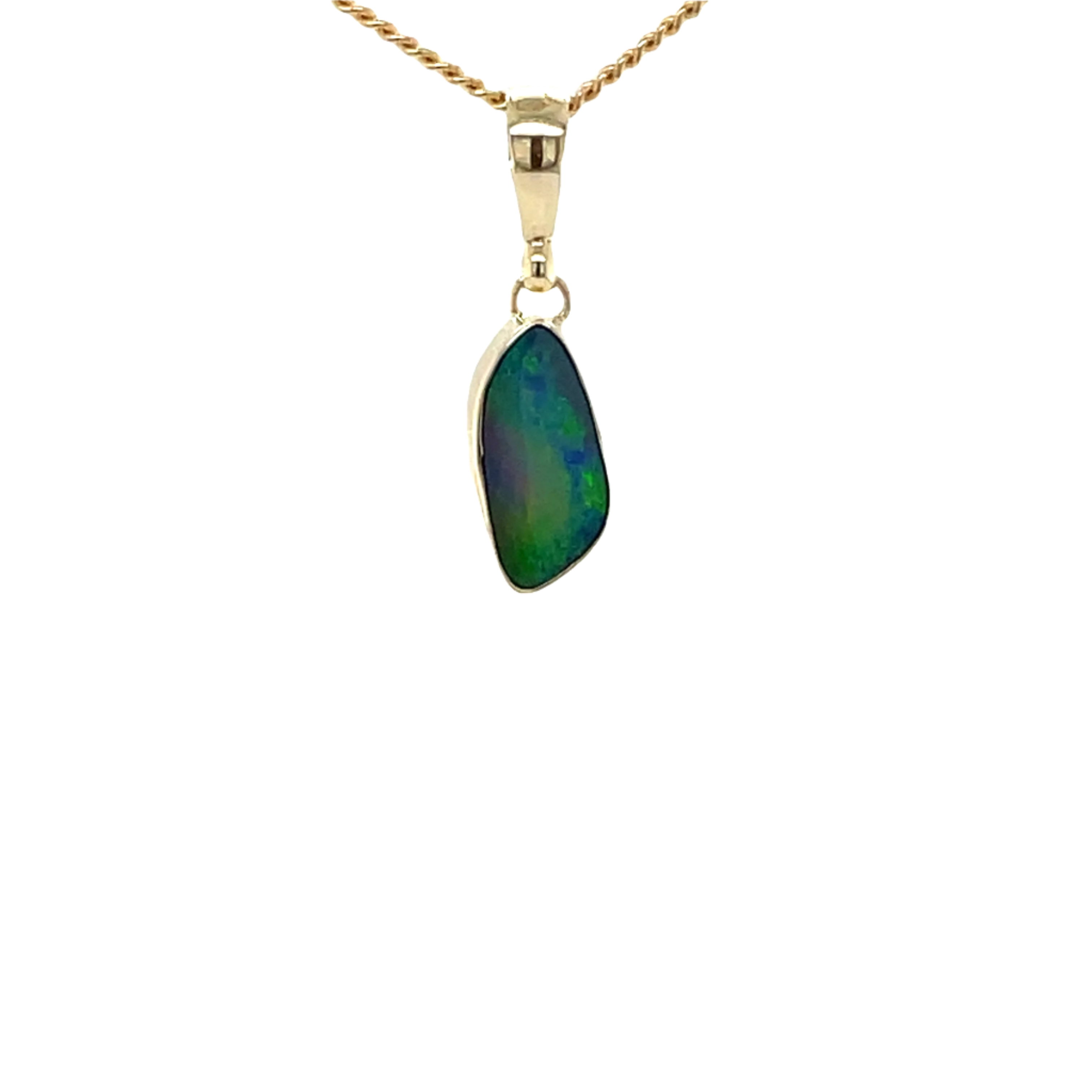 9ct Yellow Gold Australian Freeform Opal Pendant