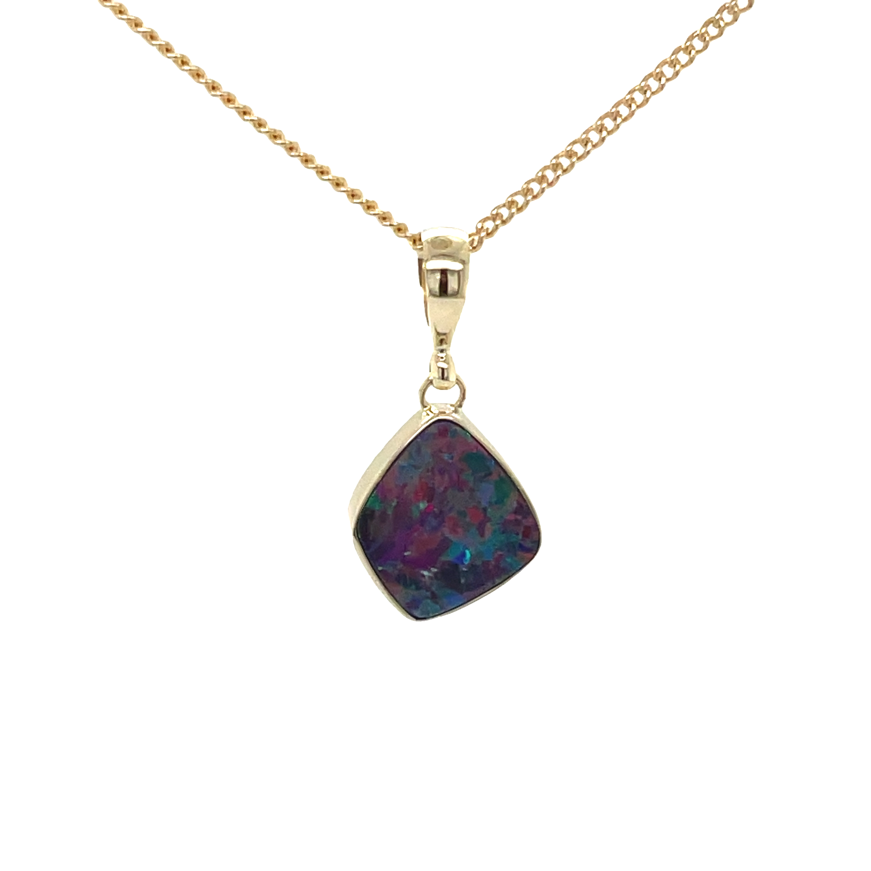 9ct Yellow Gold Australian Red Opal Pendant